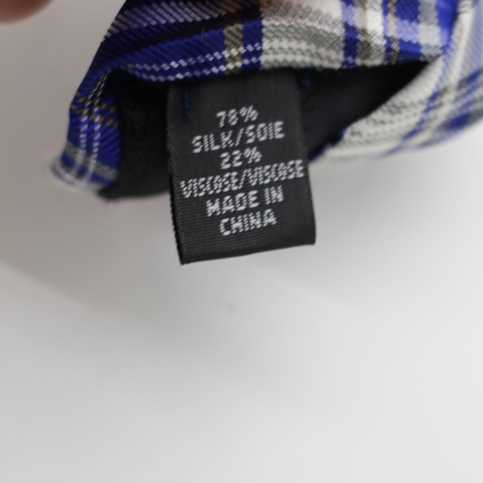 Calvin Klein Calvin Klein Blue White Plaid Woven Skinny Silk Tie Size ONE SIZE - 4 Thumbnail
