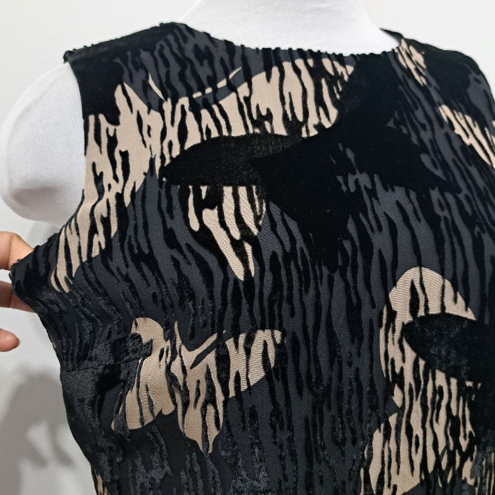 Other Vintage Tessuto Velvet Butterfly Print Silk Blend A Line Dre Size M / US 6-8 / IT 42-44 - 9 Thumbnail