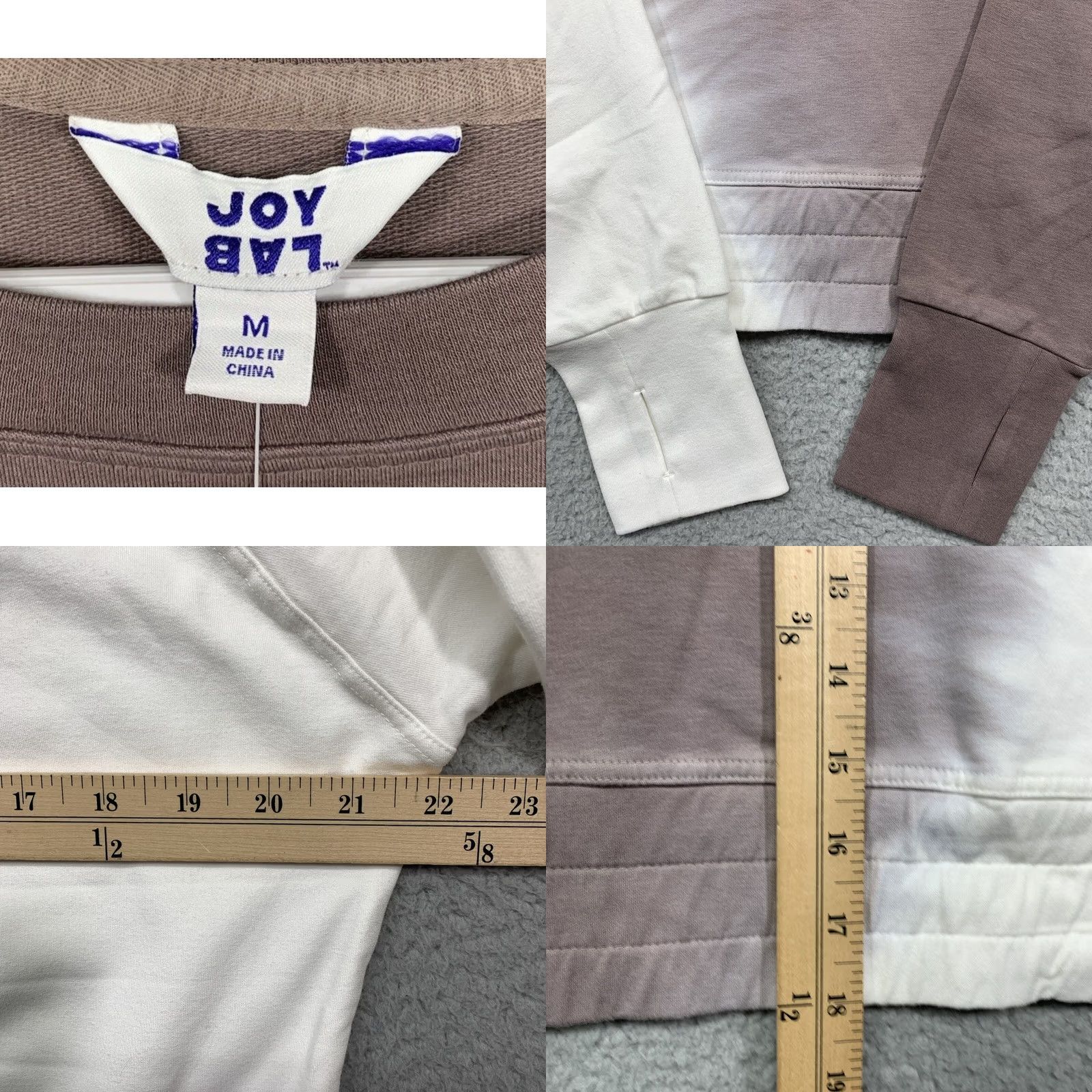 Vintage Joy Lab Cropped Sweatshirt Women’s Mocha & Cream Size M Thumb Holes NWT Size M / US 6-8 / IT 42-44 - 8 Thumbnail