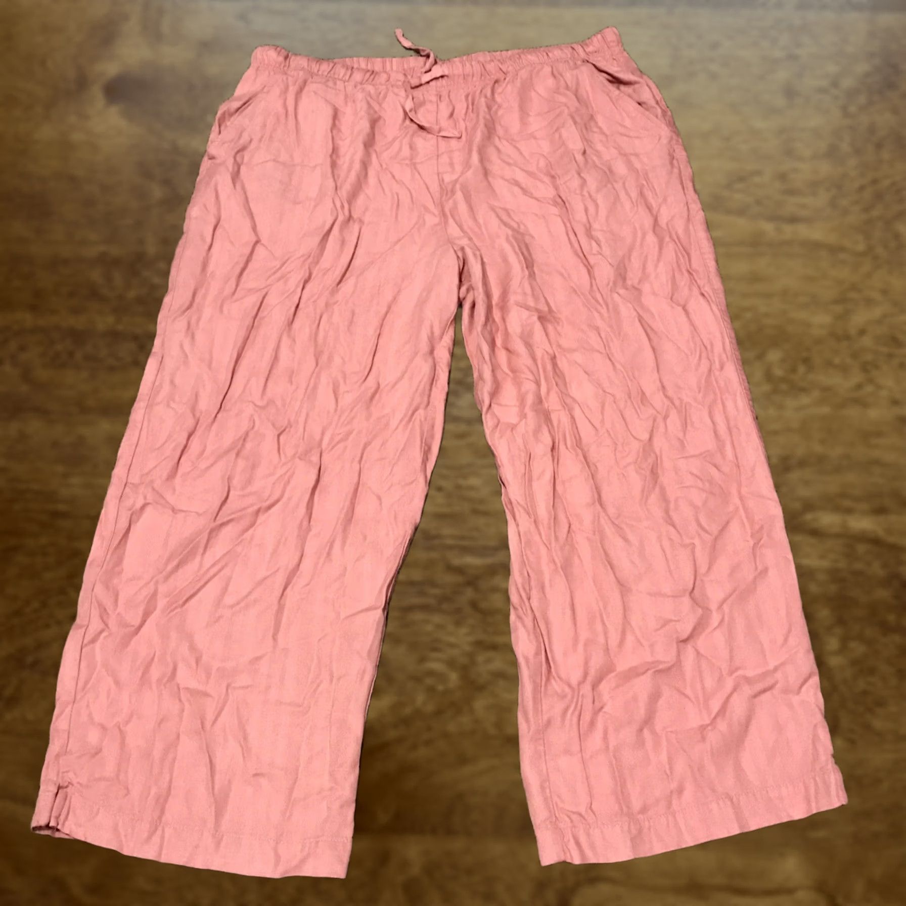 Pinko Islander Womens Pants Size 16 Pink Rayon Chino Straight Leg Casual Beach Drawstring 34in Waist 24in Inseam B7 Size 38" / US 16 / IT 52 - 1 Thumbnail