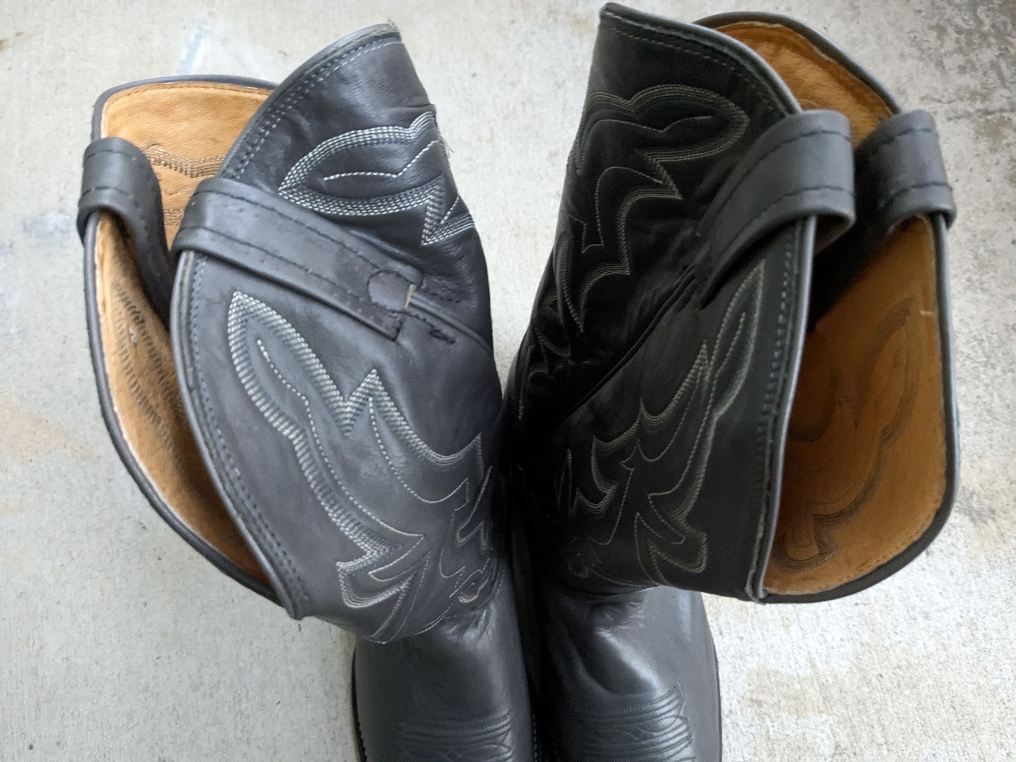 Nocona Nocona Cowboy Boots Gray 11.5 D Leather USA Black Size US 11.5 / EU 44-45 - 4 Thumbnail