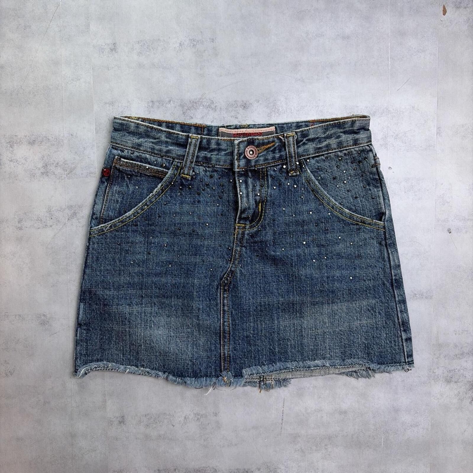 Other Y2K Cavaric Grunge Embellished Mini Denim Skirt Size 30" / US 8 / IT 44 - 2 Thumbnail