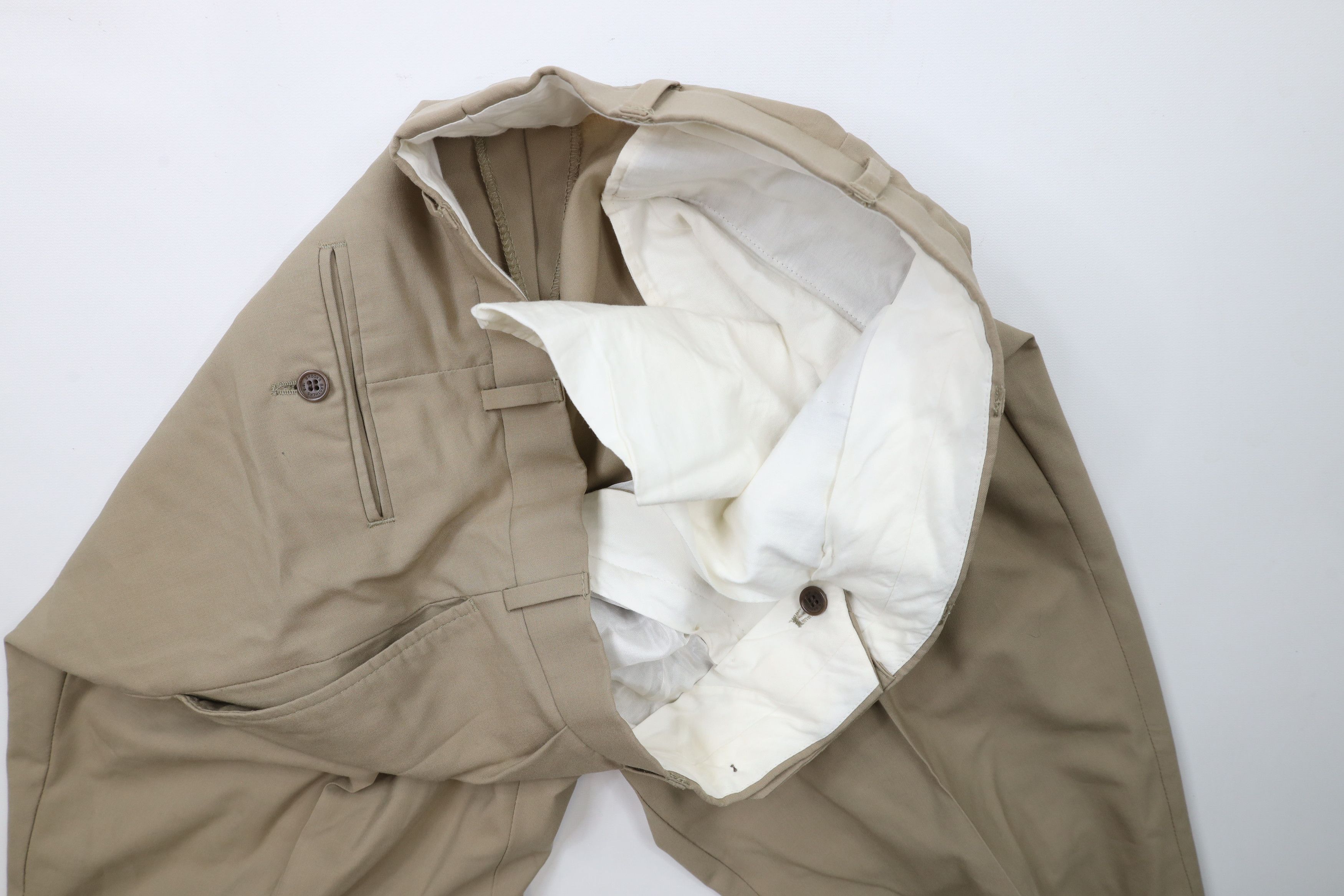 Brooks Brothers × Vintage Vintage 90s Brooks Brothers Cuffed Wool Chino Pants Beige Size US 36 / EU 52 - 9 Thumbnail
