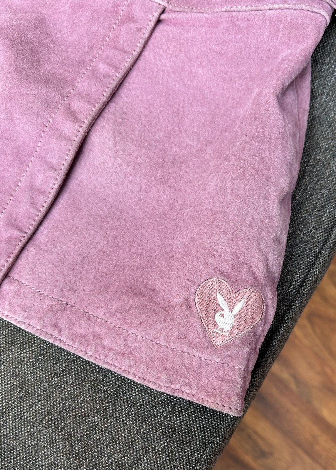 Playboy Vintage Playboy Pink Suede Bunny Head Logo Mini Wrap Skirt Size 32" / US 10 / IT 46 - 5 Thumbnail