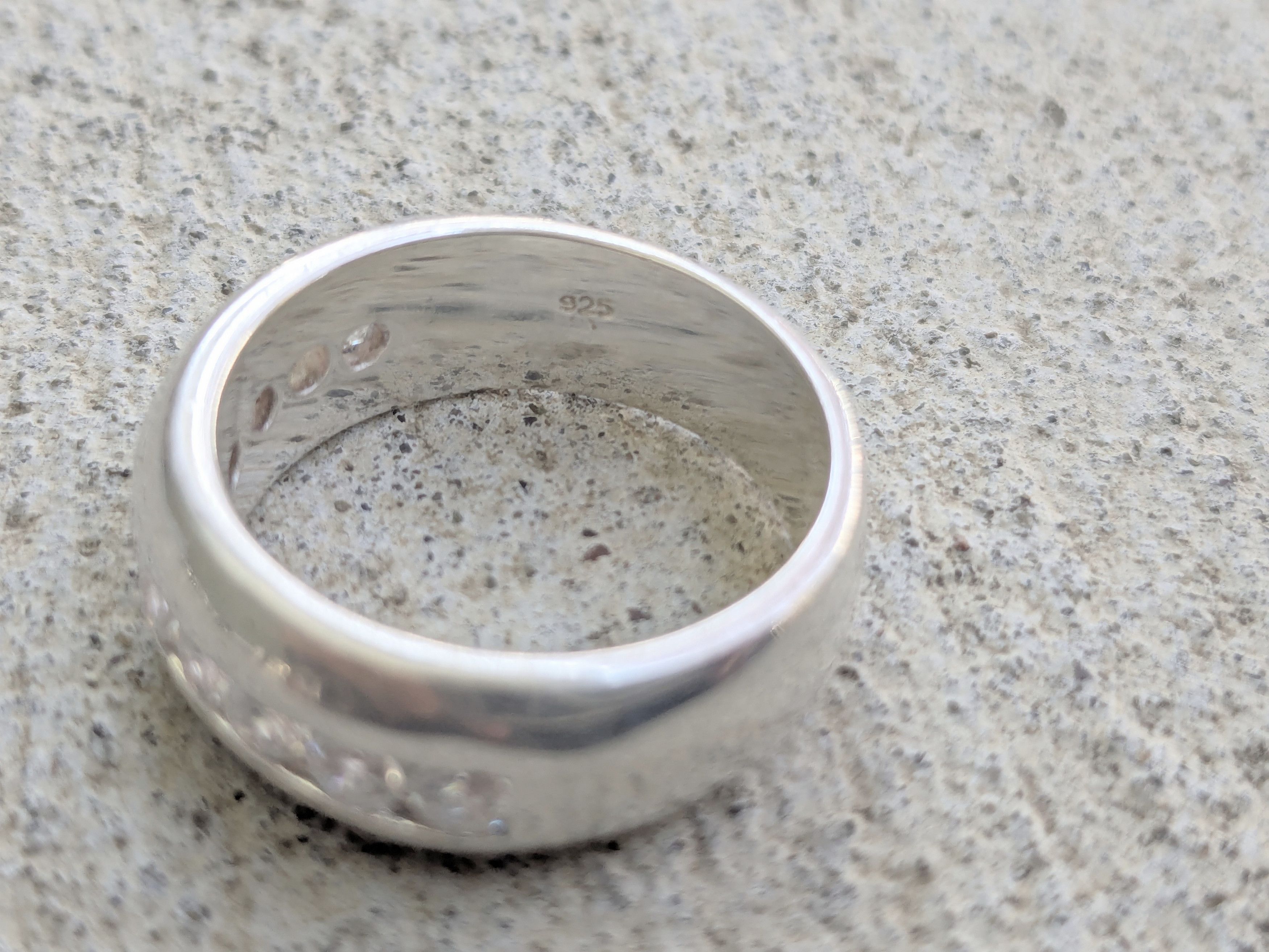Jewelry Vintage Sterling Silver Ring CZ 9.75 Channel Wedding Band Size ONE SIZE - 6 Thumbnail