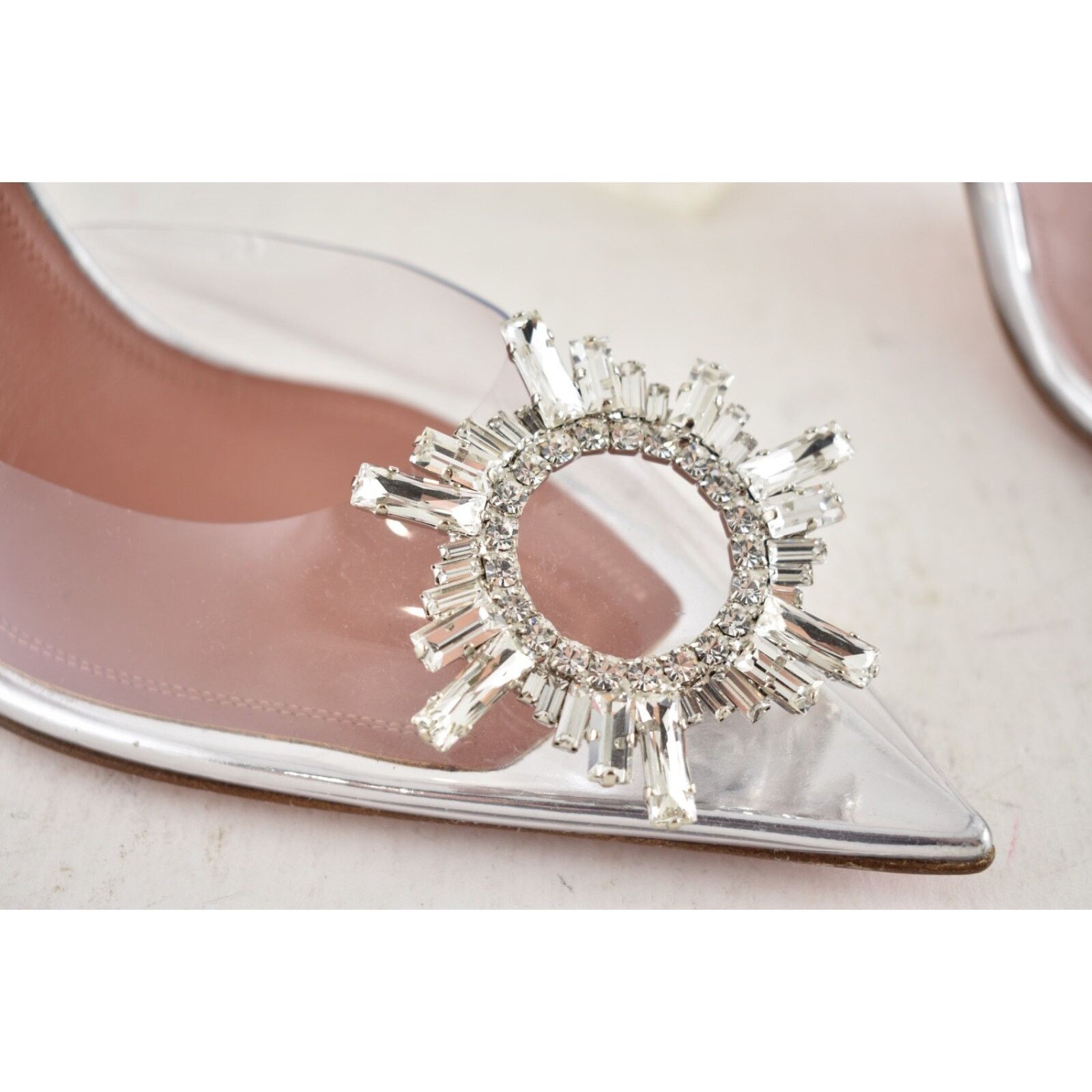 Amina Muaddi Begum Glass PVC Crystal Slingback Sandal Heel Pump 39.5 Size US 9.5 / IT 39.5 - 12 Thumbnail