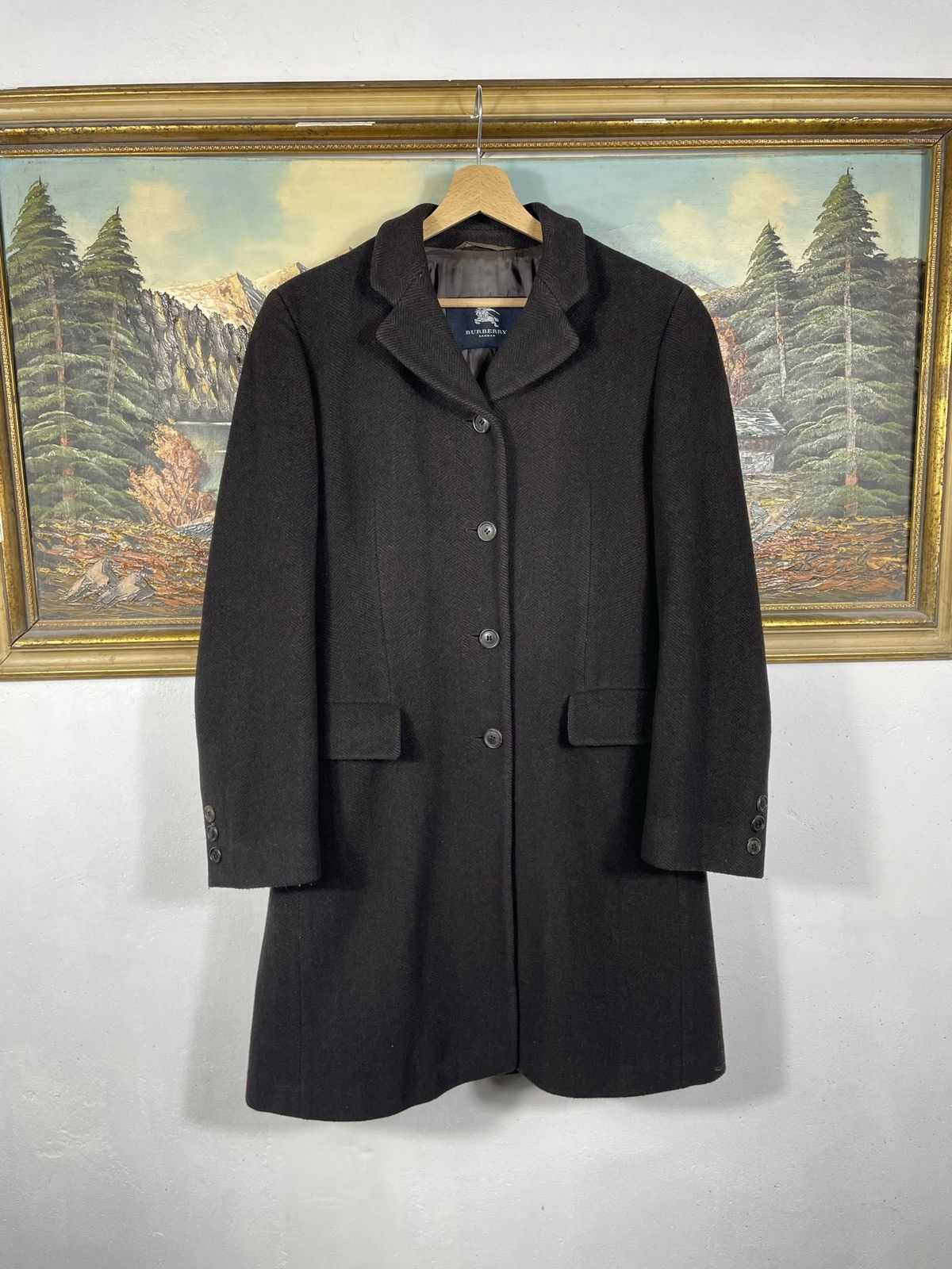 Burberry × Designer × Vintage Burberry Retro 90s Thick Wool Brown Heavy Coat Size S / US 4 / IT 40 - 1 Thumbnail