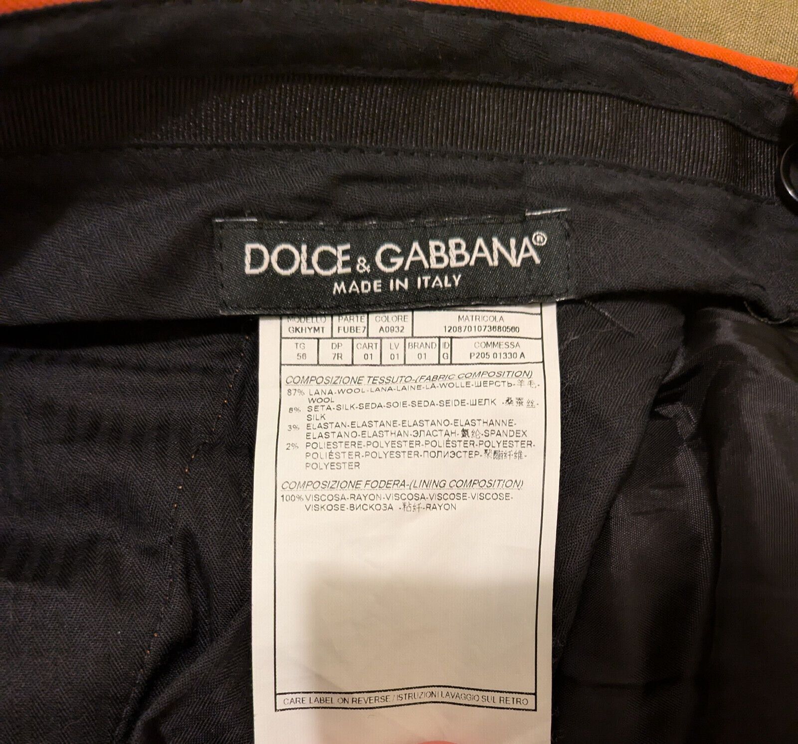 Dolce & Gabbana Two-Piece Dolce and Gabbana Orange Wool Tuxedo Size 46R - 12 Thumbnail