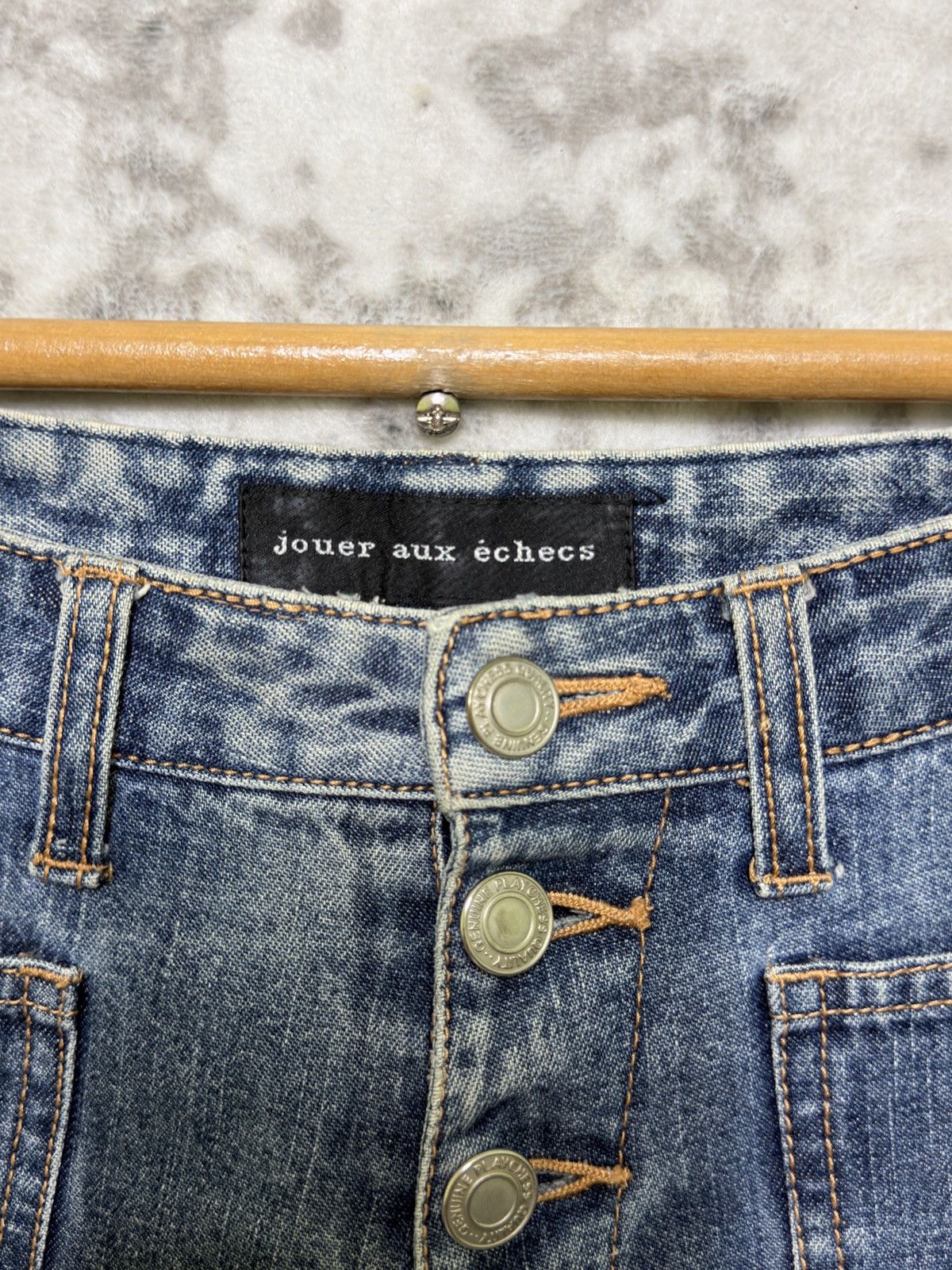 Japanese Brand Vintage Jouer Aux Échecs Y2K Distressed Bell Bottom Jeans Size US 26 / EU 42 - 9 Thumbnail