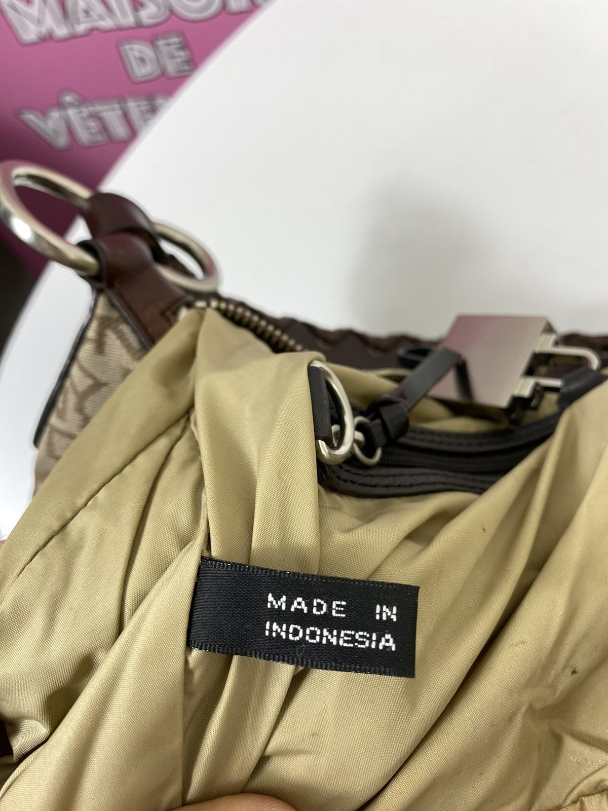 DKNY × Vintage DKNY Canvas Monogram Leather Handbag Size ONE SIZE - 15 Thumbnail
