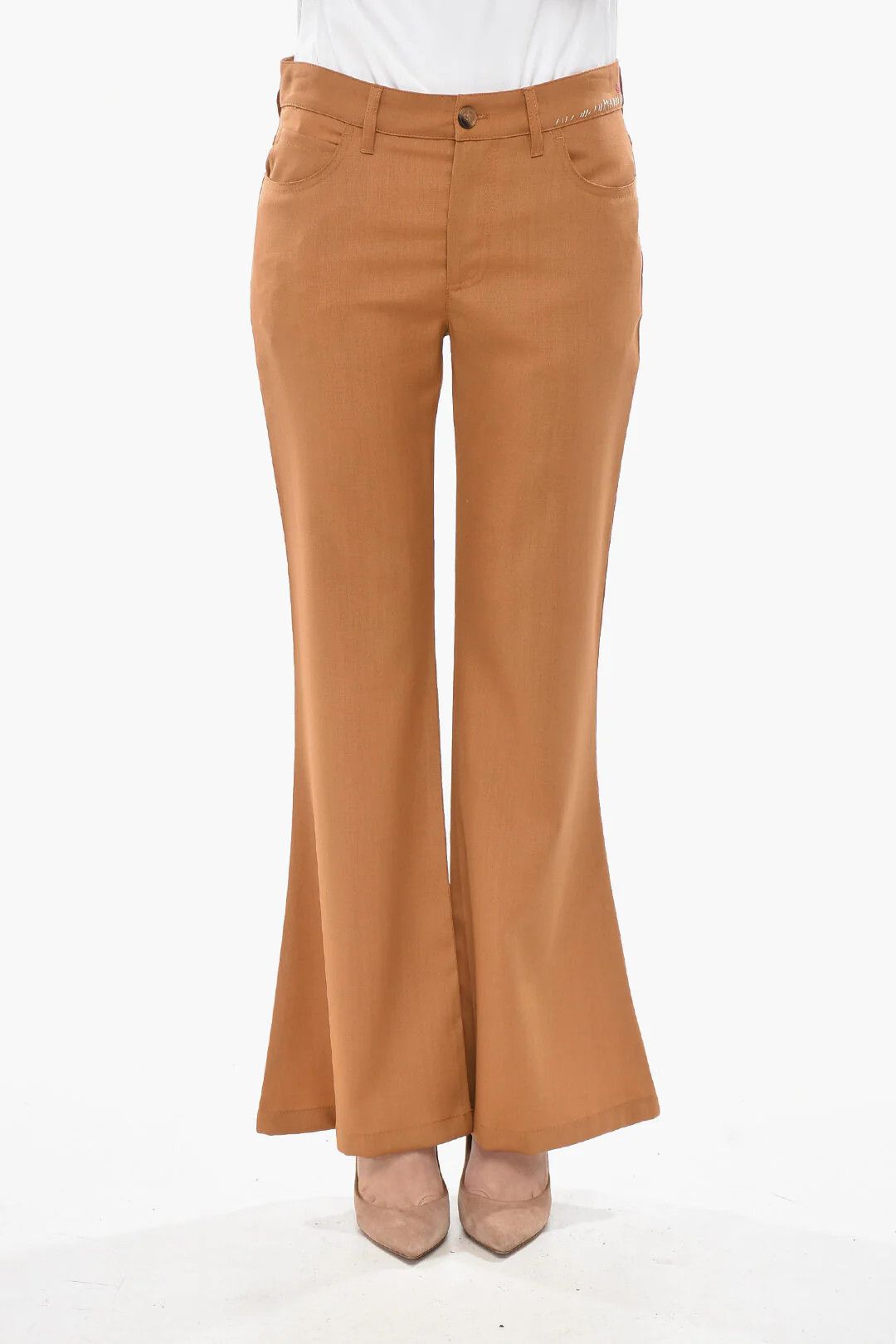 Marni og1mm0326 Mixed-Mohair Bootcut Pant in Brown Size 27" / US 4 / IT 40 - 1 Thumbnail