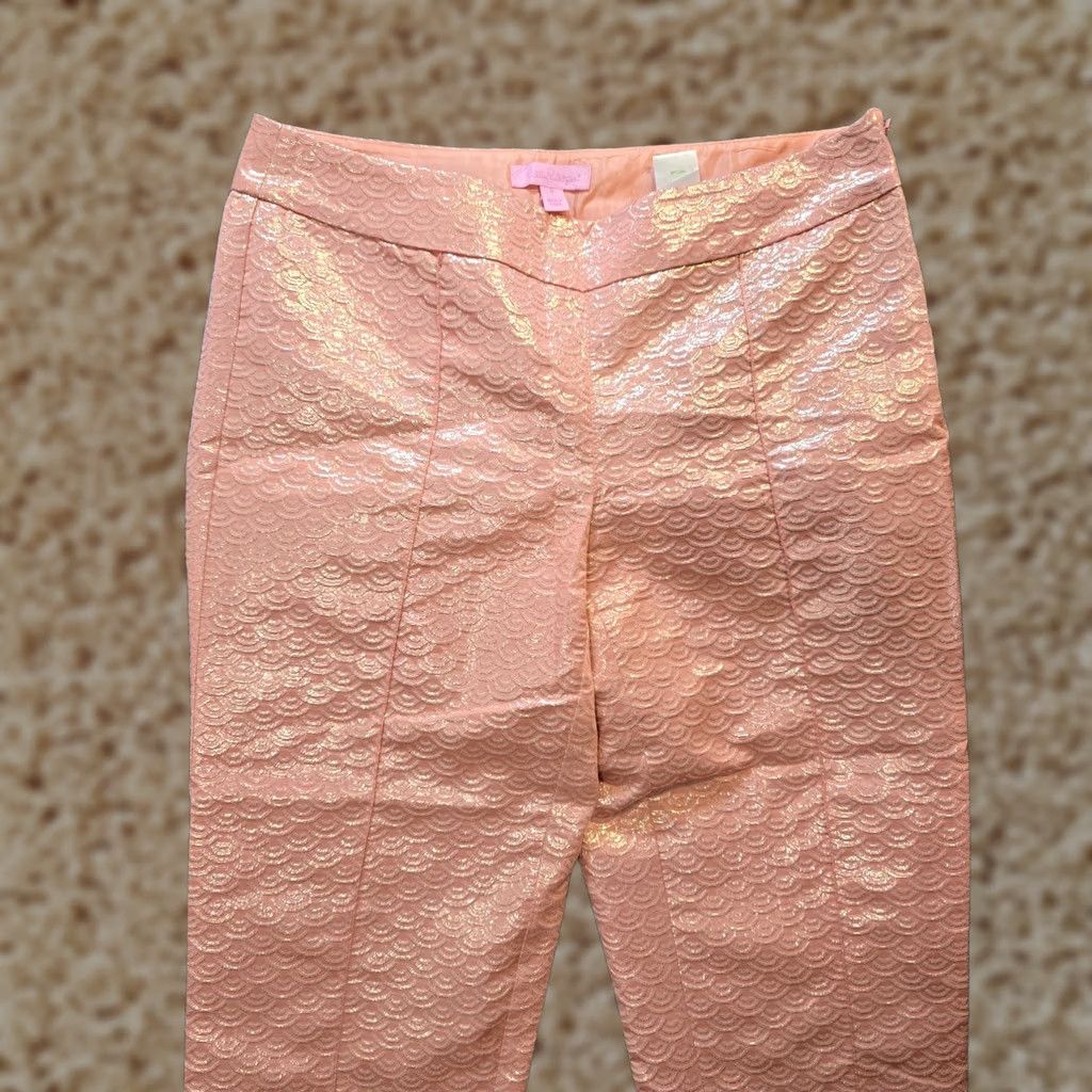 Lilly Pulitzer Lilly Pulitzer Pants Womens Size 0 Orange Gold Shimmer Ankle Side Zip Classic Pants Women XS- Regular? Size 25" / US 0 / IT 36 - 1 Thumbnail