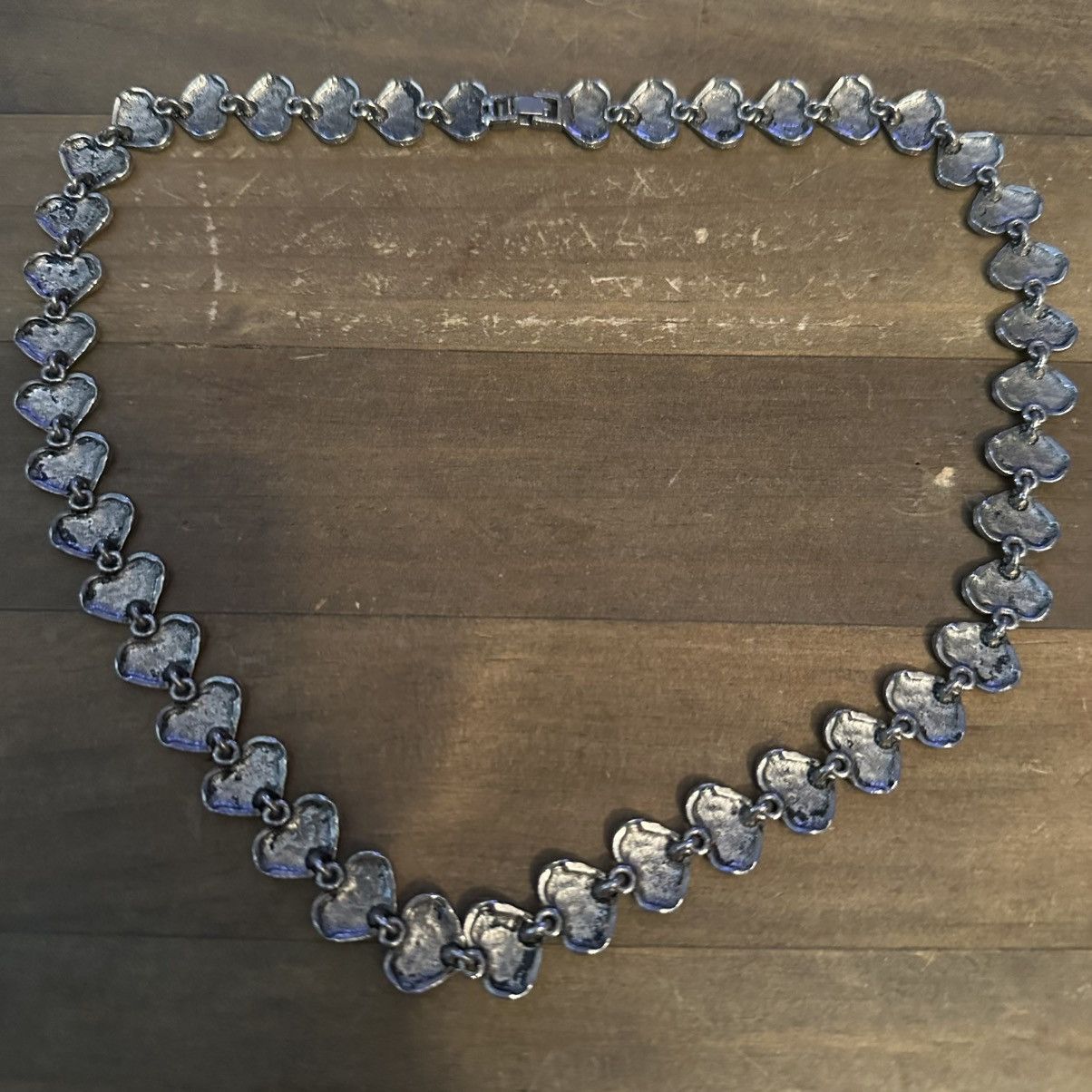 Vintage Vintage silver tone marcasite heart link necklace Size ONE SIZE - 4 Thumbnail