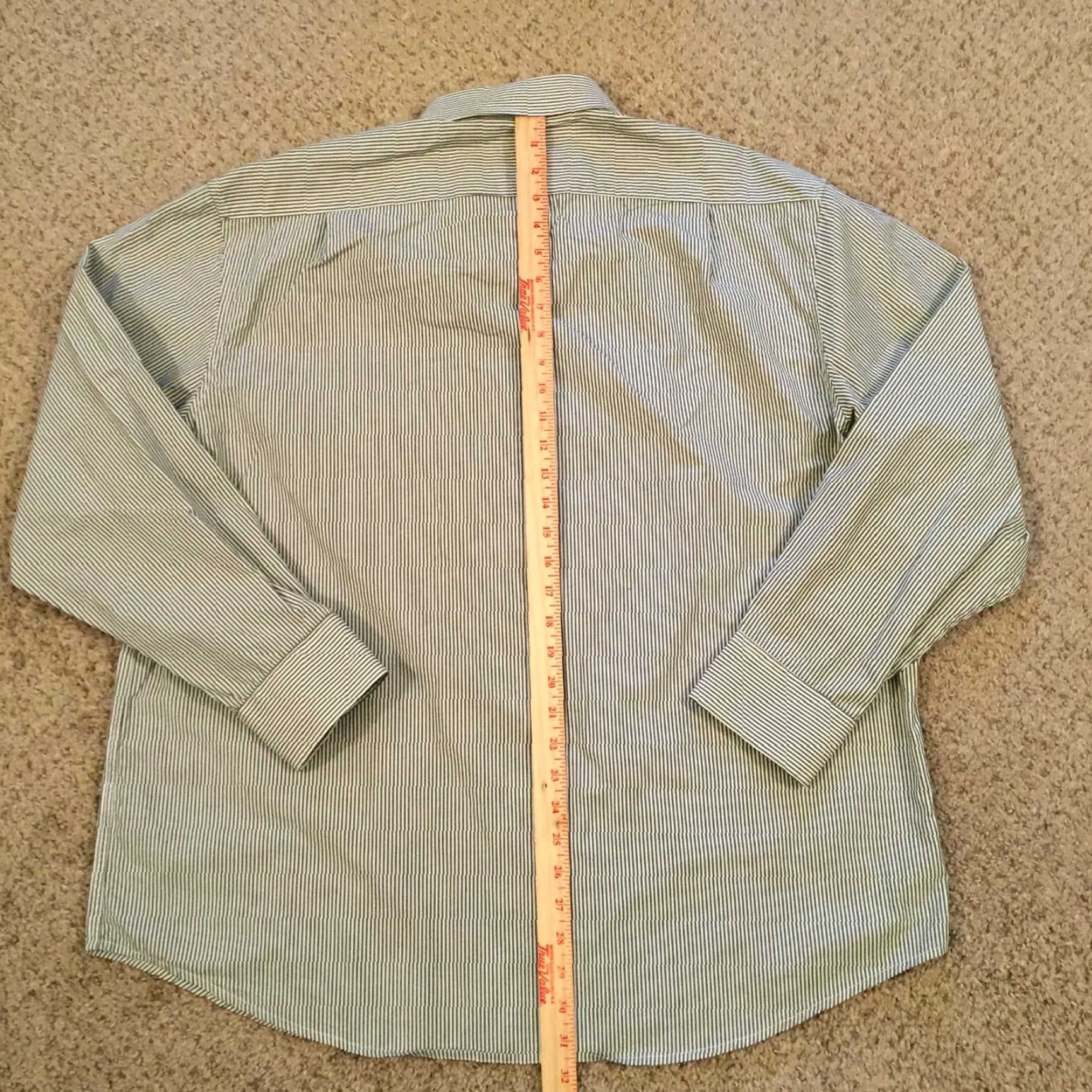 Izod IZOD Shirt Mens XL Green Striped Long Sleeve Button-Down Collared Cotton Button Up Top Size US XL / EU 56 / 4 - 6 Thumbnail