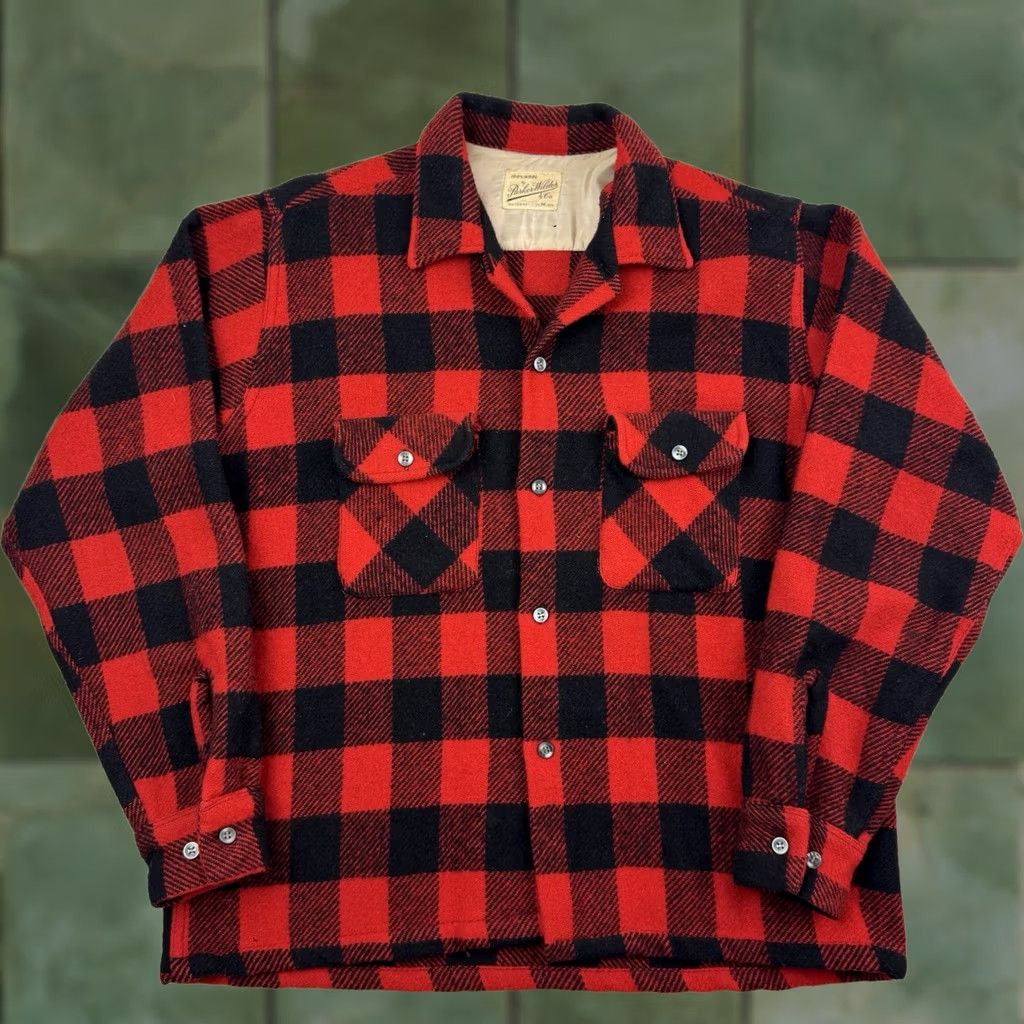 Parker VINTAGE Parker Wilder Shirt Adult Medium Wool Button Up Buffalo Plaid 1960s Mens Size US M / EU 48-50 / 2 - 1 Thumbnail
