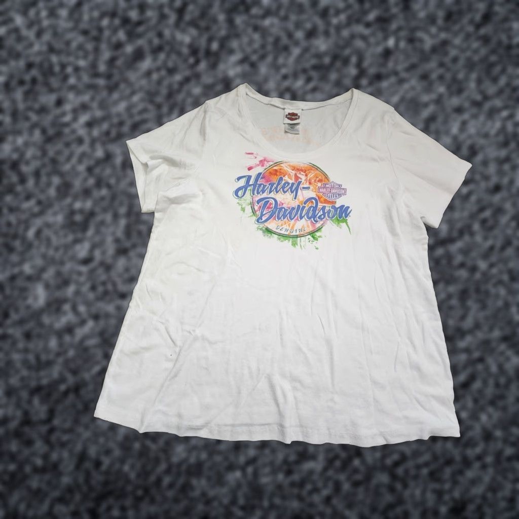 Harley Davidson Harley-Davidson T-Shirt Womens 2X Double Sided Albany New York Solid White 100% Cotton Regular Fit Short Sleeve Round Neck Casual NYC Theme Size XXL / US 16-18 / IT 52-54 - 1 Thumbnail