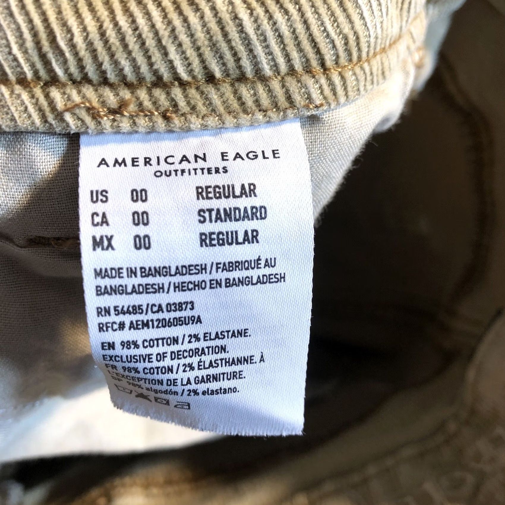 American Eagle Outfitters VINTAGE American Eagle Corduroy Pants Womens 00 Straight Jeans Tan 27.5 in Inseam 24 in Waist 00-27.5 5-Pocket Modern Retro Outdoor Womens Size 24" / US 00 / IT 34 - 6 Thumbnail