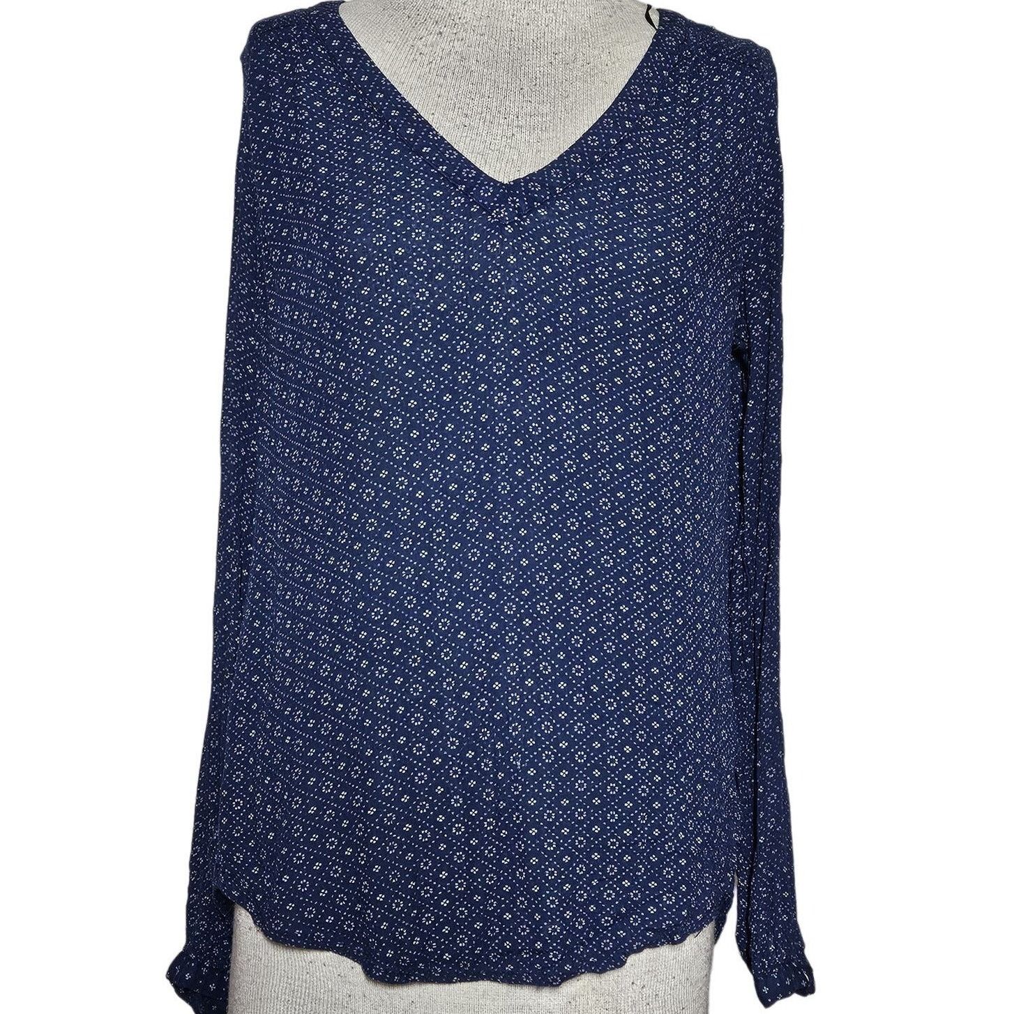 L.O.G.G. Navy Blue V-Neck Long Sleeve Blouse Size 6 Size M / US 6-8 / IT 42-44 - 1 Thumbnail