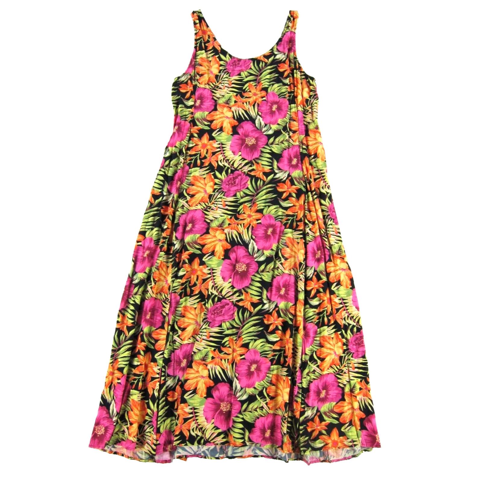 Express VTG Express Rayon Pink Maxi Floral Hawaiian Long Tank Dress 13/14 Womens Size XL / US 12-14 / IT 48-50 - 2 Thumbnail