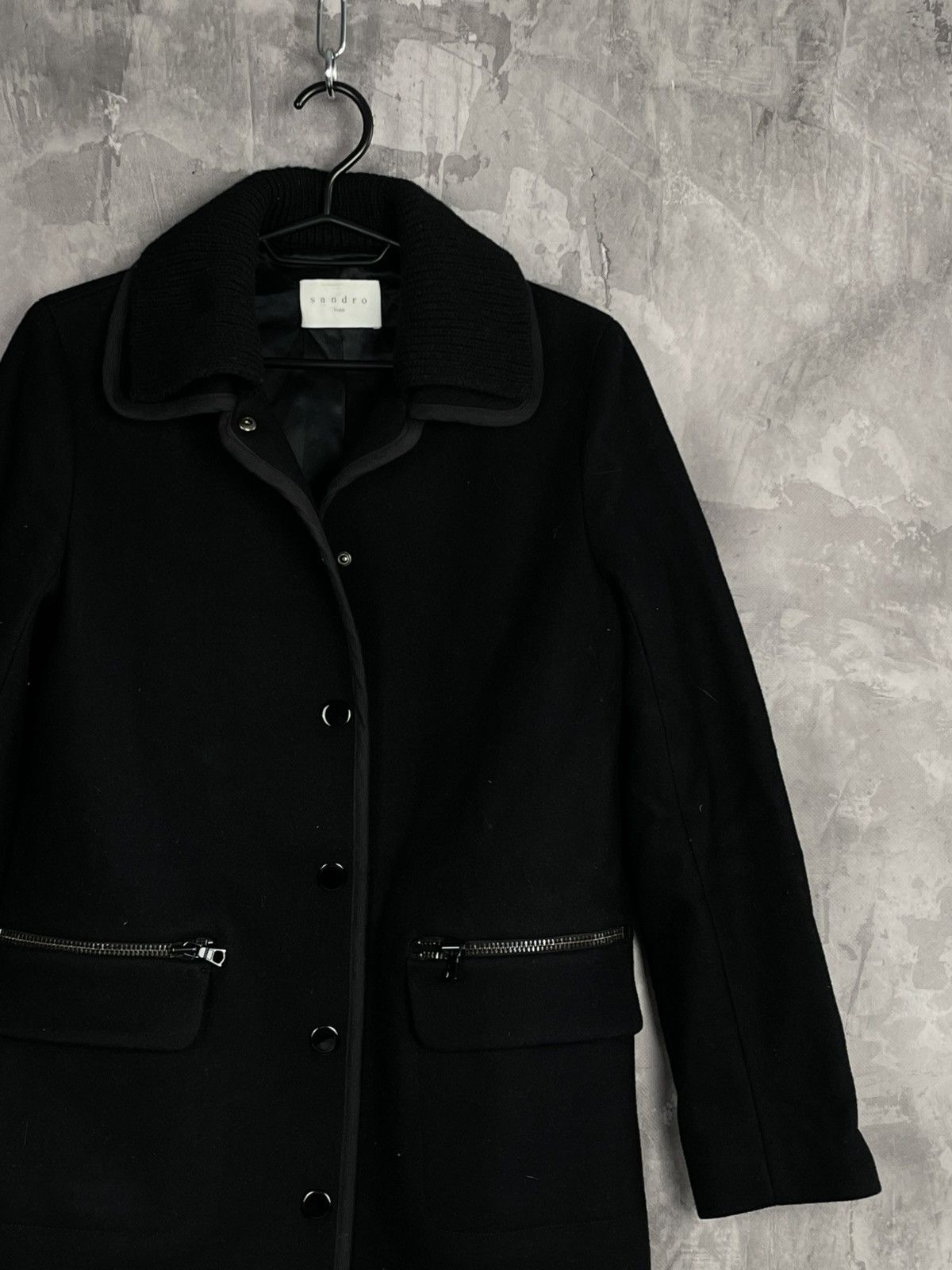 Sandro Sandro Vintage Wool Black Avant Garde Coat Size XS / US 0-2 / IT 36-38 - 4 Thumbnail