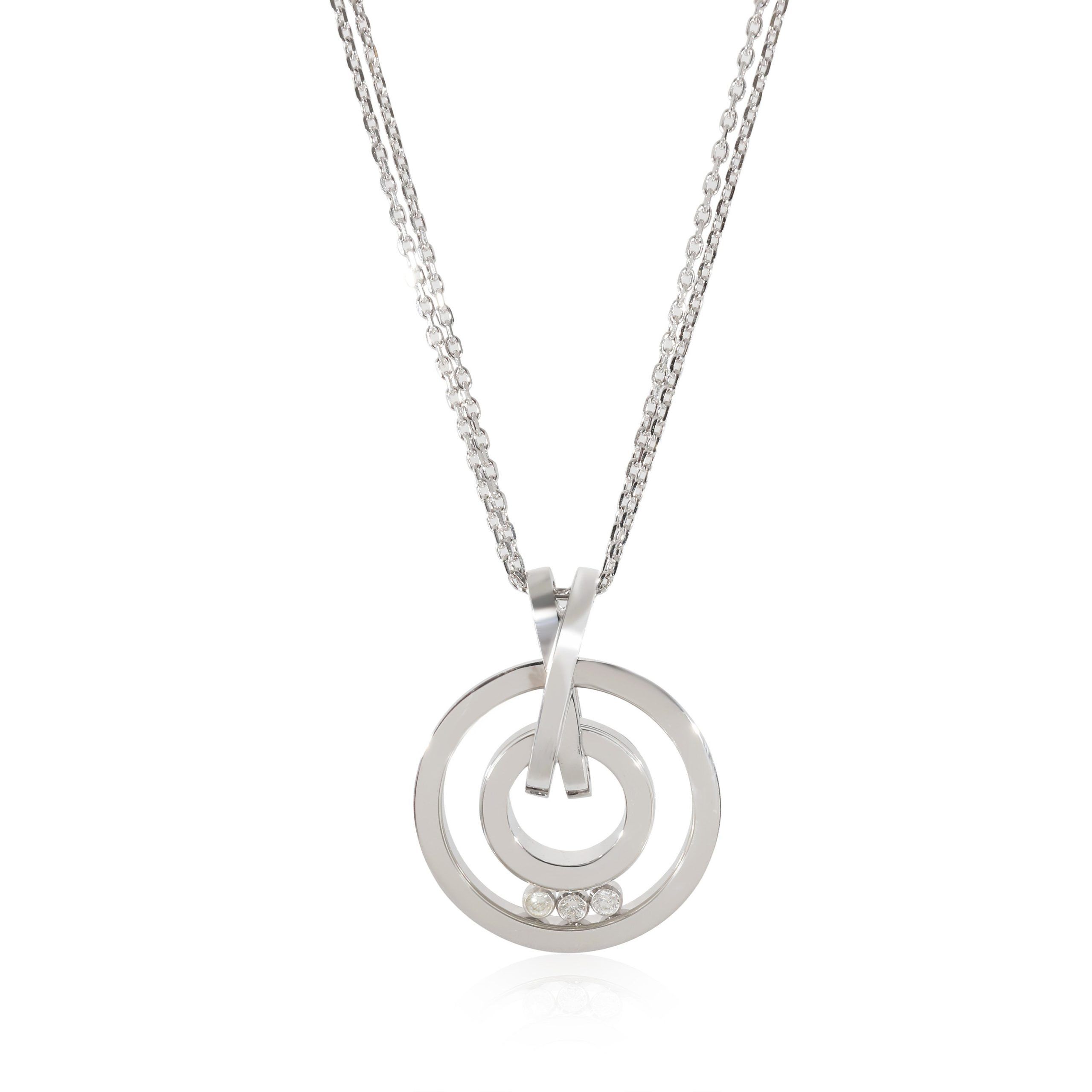 image of Chopard Happy Spirit Diamond Necklace In 18K White Gold 0.15 Ctw, Women's