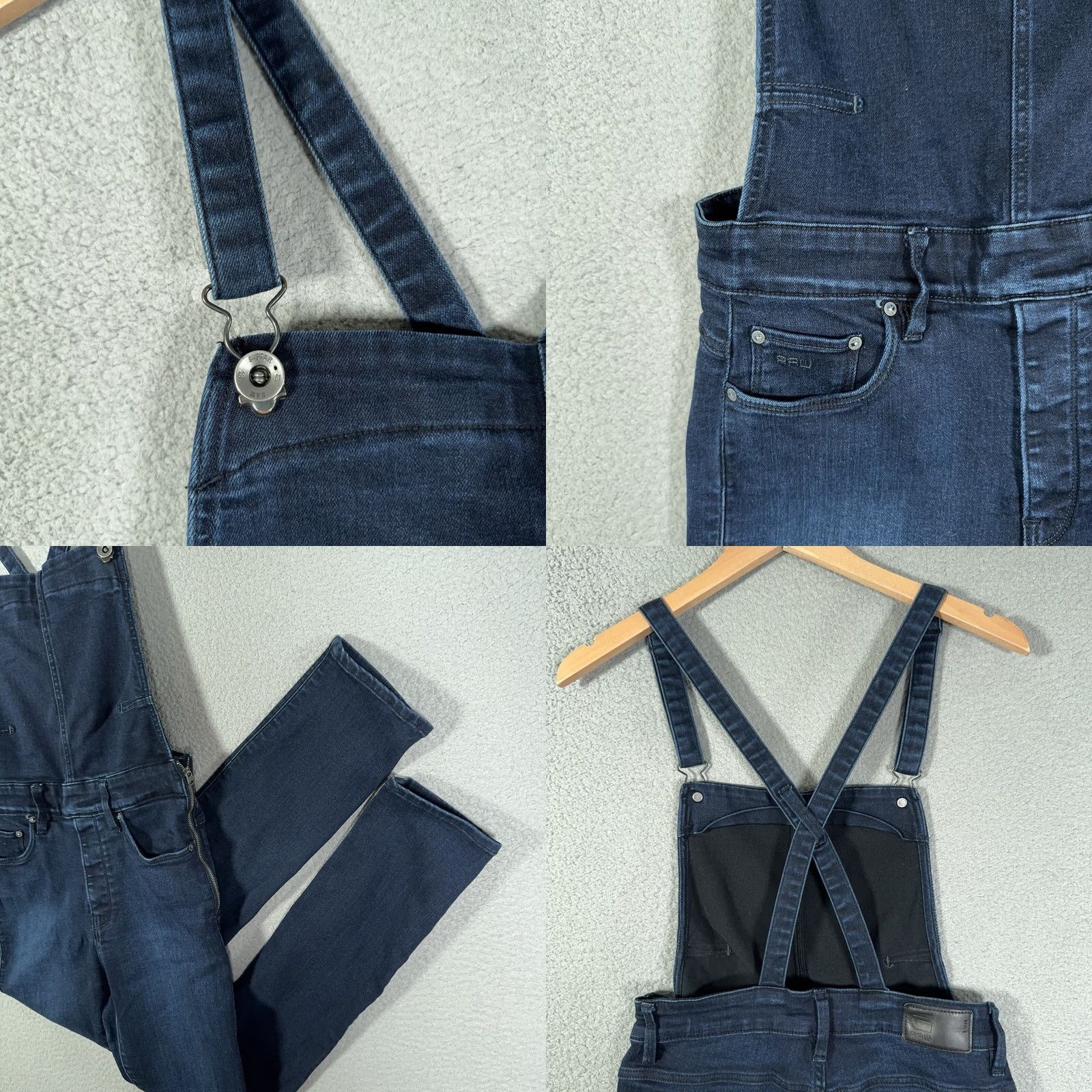 G-Star G-Star 3301 HW Skinny Overalls Womens Medium Blue Denim Bibs Dungarees Jeans Size 32" / US 10 / IT 46 - 9 Thumbnail