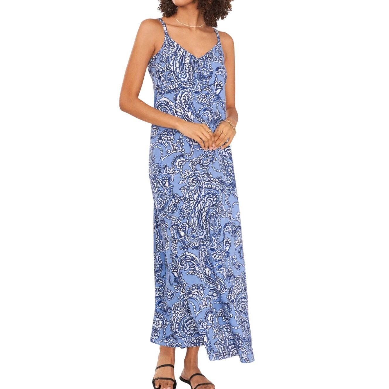 Vince Camuto Vince Camuto Plus XXL Blue Paisley Flowy Maxi Slip Dress NWT Size XXL / US 16-18 / IT 52-54 - 1 Thumbnail