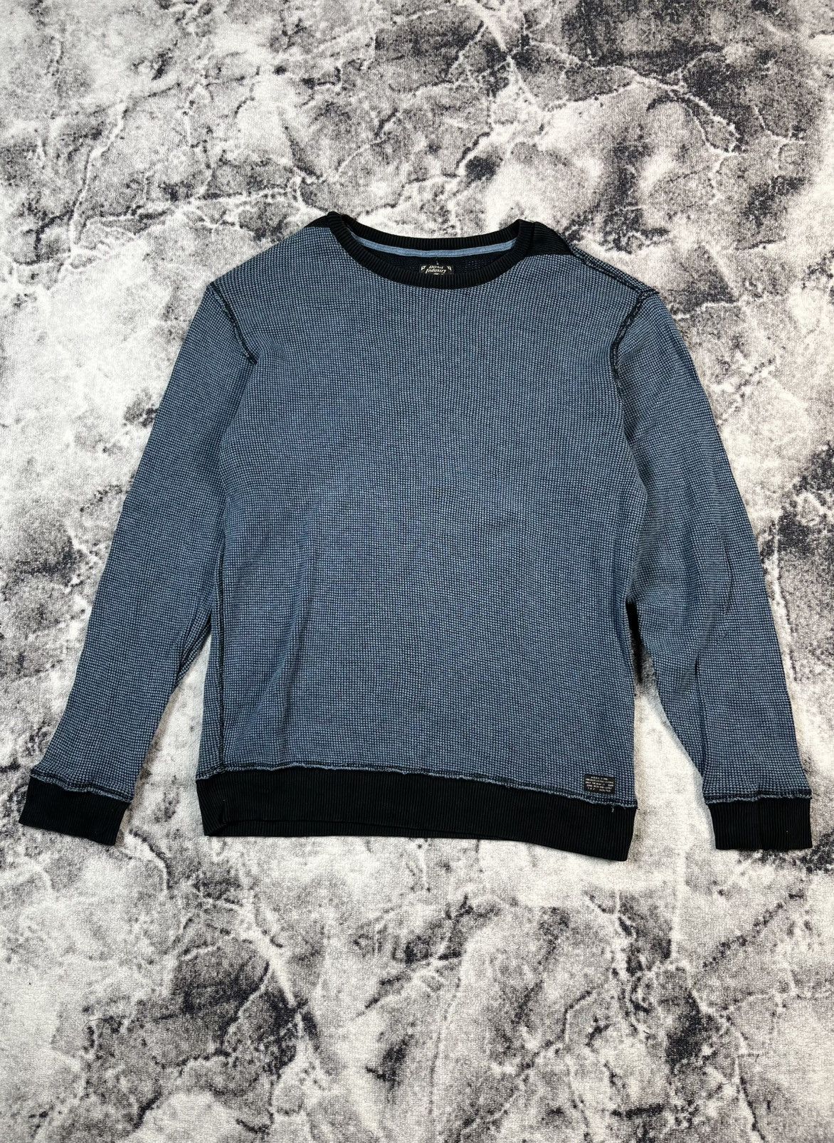 Diesel Diesel Waffle Knit Sweatshirt Blue Cotton Crew L Size US L / EU 52-54 / 3 - 1 Thumbnail