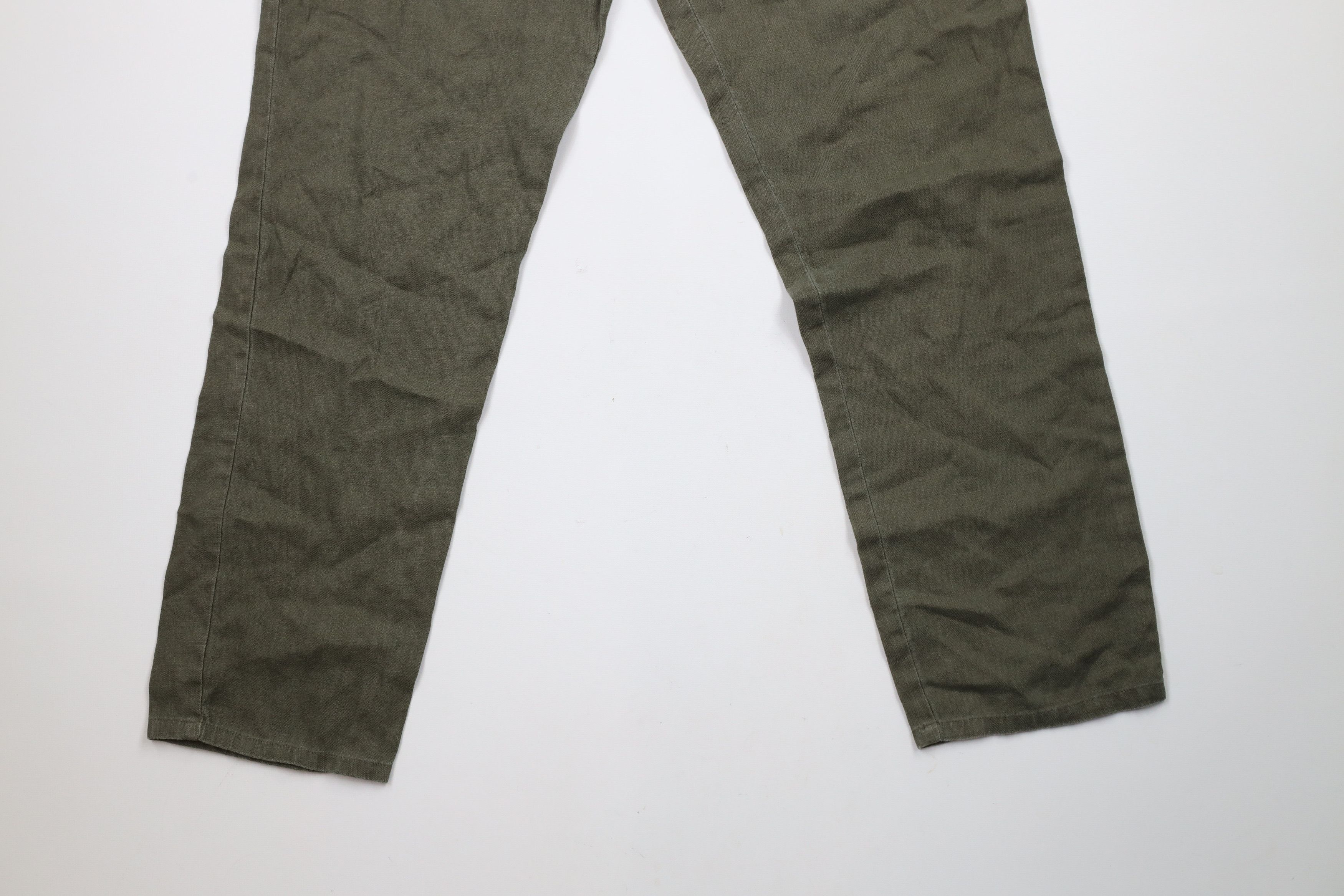 Ralph Lauren × Vintage Vintage 90s Ralph Lauren Relaxed Fit Linen Chino Pants Green Size 32" / US 10 / IT 46 - 4 Thumbnail