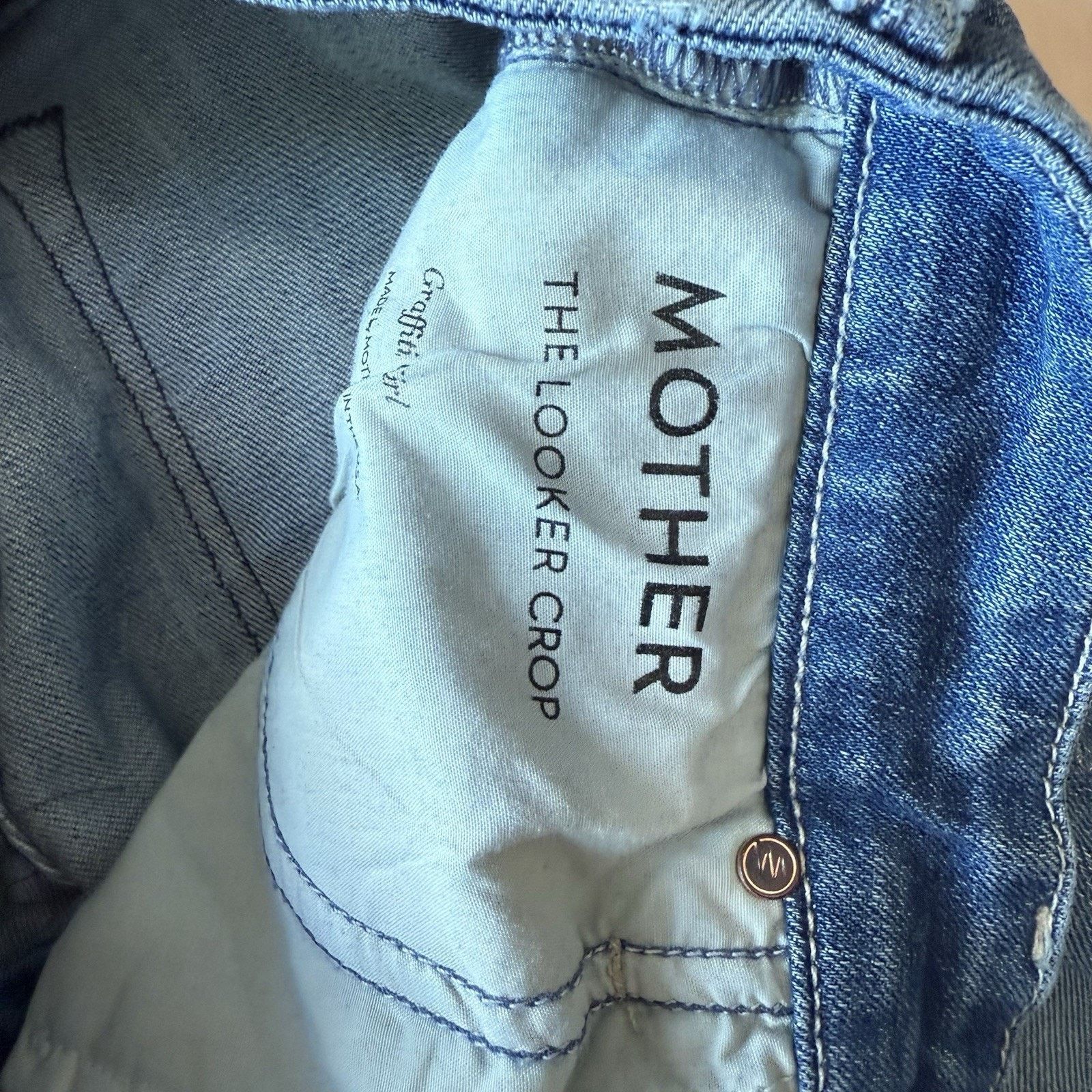 MOTHER Mother Looker Crop Jeans W 26 Blue Medium Wash Glam Boho Size 26" / US 2 / IT 38 - 6 Thumbnail
