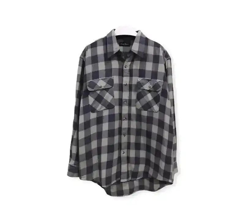 Vintage Aqua Blues Plaid Tartan Flannel Shirt