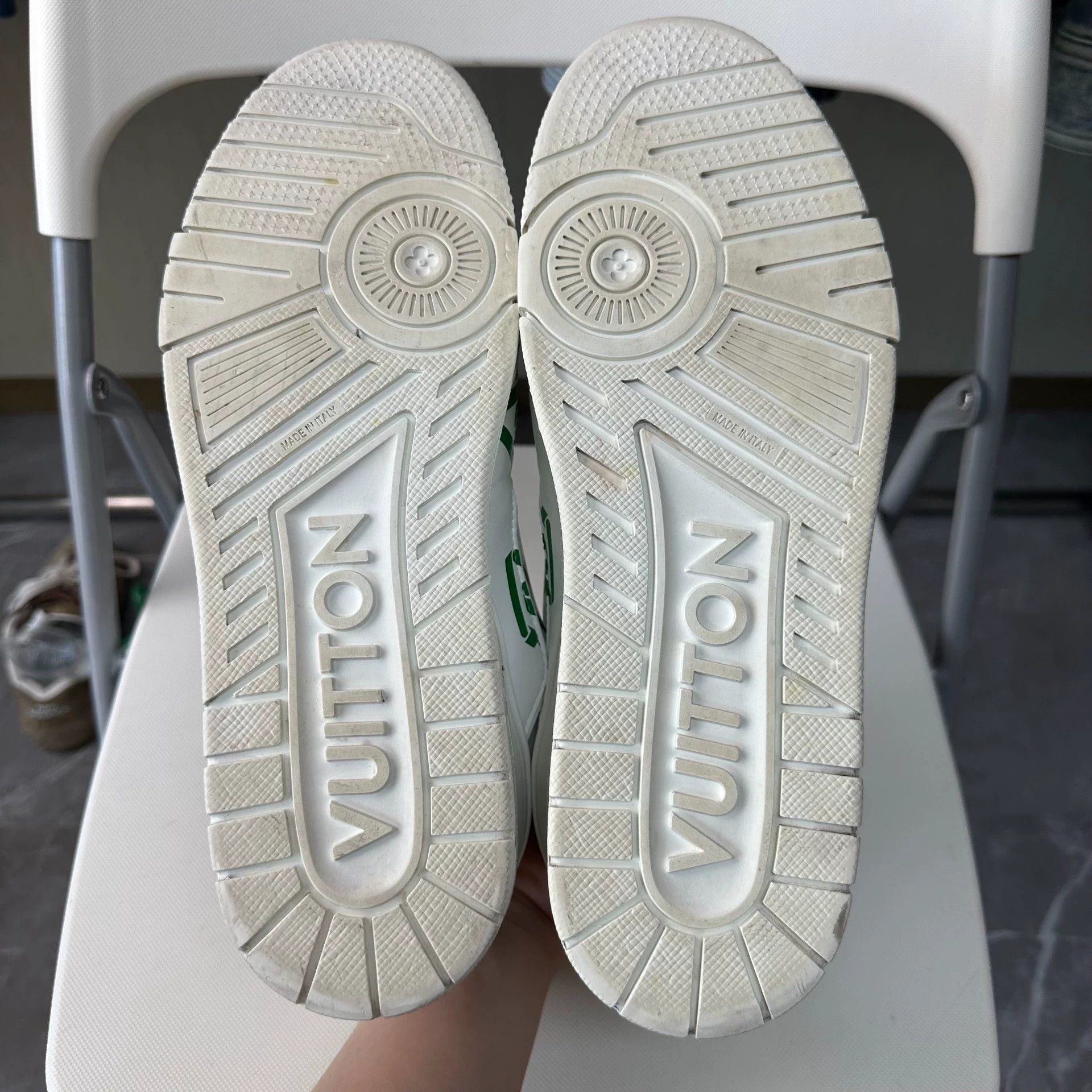 Louis Vuitton LOUIS VUITTON Trainer Low Top Men's White-Green 42.5 Size US 9.5 / EU 42-43 - 5 Thumbnail