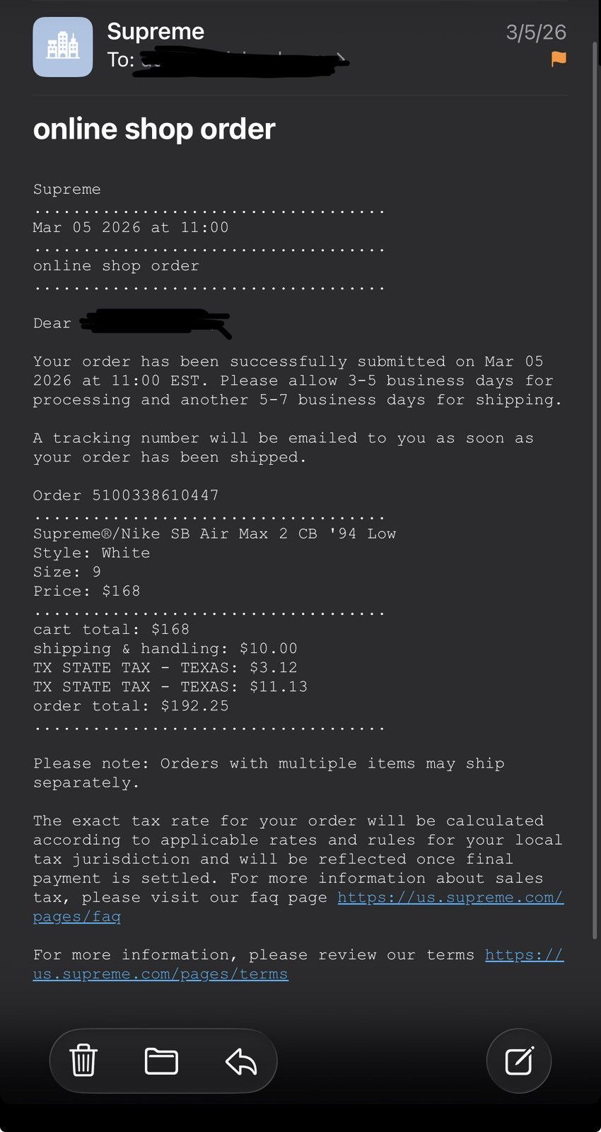 Nike × Supreme 2026 Supreme Nike SB Air Max 2 CB ‘94 Low White IM4283 100 Size US 9 / EU 42 - 10 Thumbnail