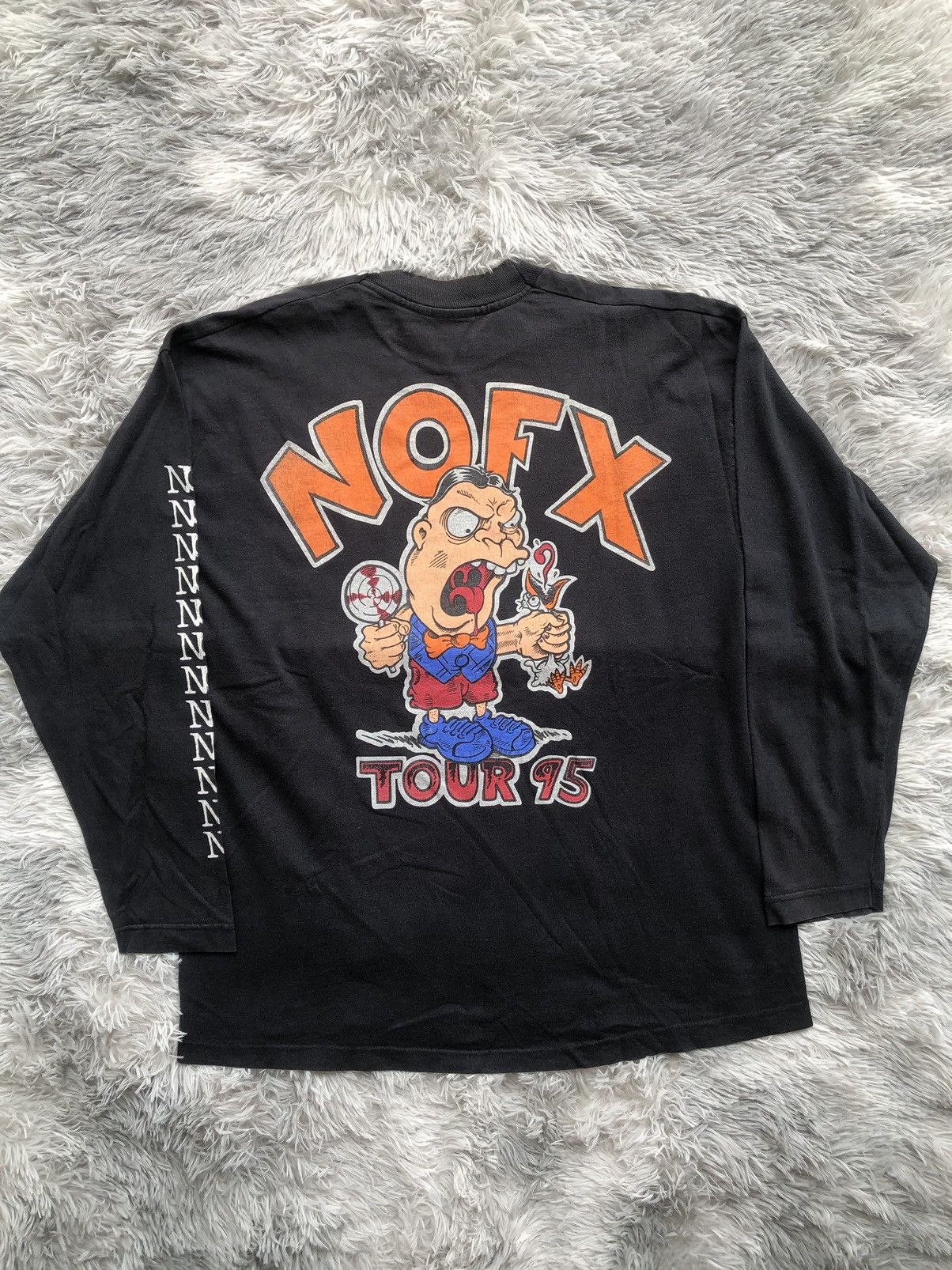 image of Band Tees Vintage Nofx Tour 1995 Tshirt in Black, Men's (Size XL)