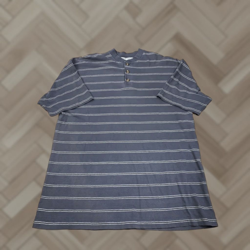 Vintage VINTAGE McIntosh & Seymour T Shirt Striped Henley Blue Short Sleeve L Mens 4221 Size US L / EU 52-54 / 3 - 1 Thumbnail