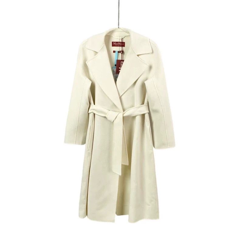 Max Mara White long lace-up wool coat