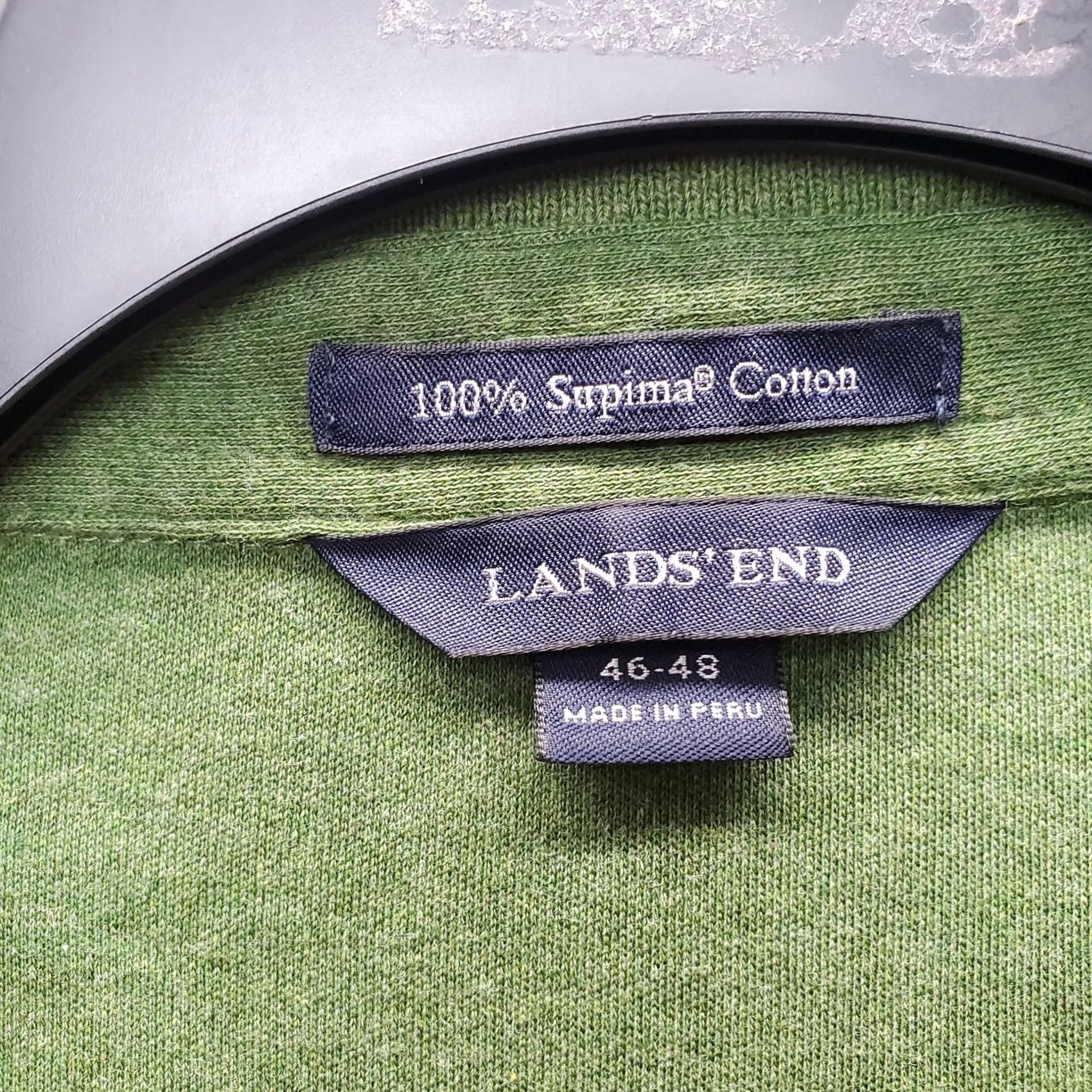 Lands' End Lands' End Performance Polo Shirt Mens 46-48 Green Long Sleeve Slit Popover Shirt Size US XXL / EU 58 / 5 - 5 Thumbnail