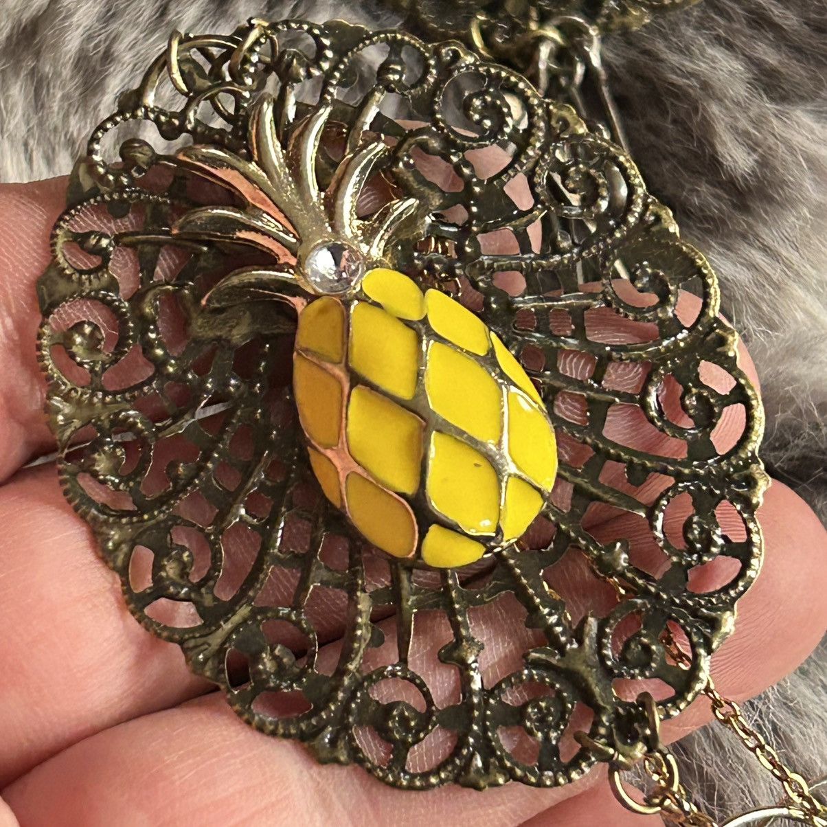 Handmade Handcrafted pineapple dream dangle pendant on chain necklace Size ONE SIZE - 8 Thumbnail