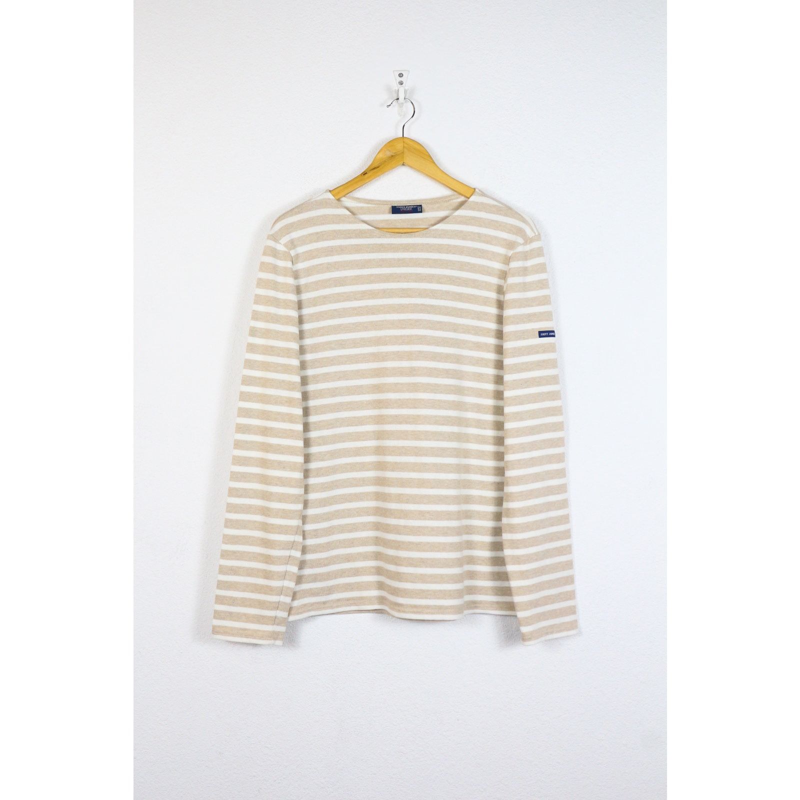Saint James Breton Sailor Long-Sleeve T-Shirt Tee Marine in Beige, Men's