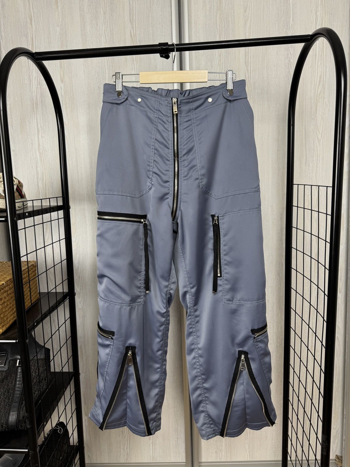 Japanese Brand SS20 TAAKK MULTI ZIPPER NYLON Grey-Blue PANTS y2k cargo Size US 32 / EU 48 - 1 Thumbnail