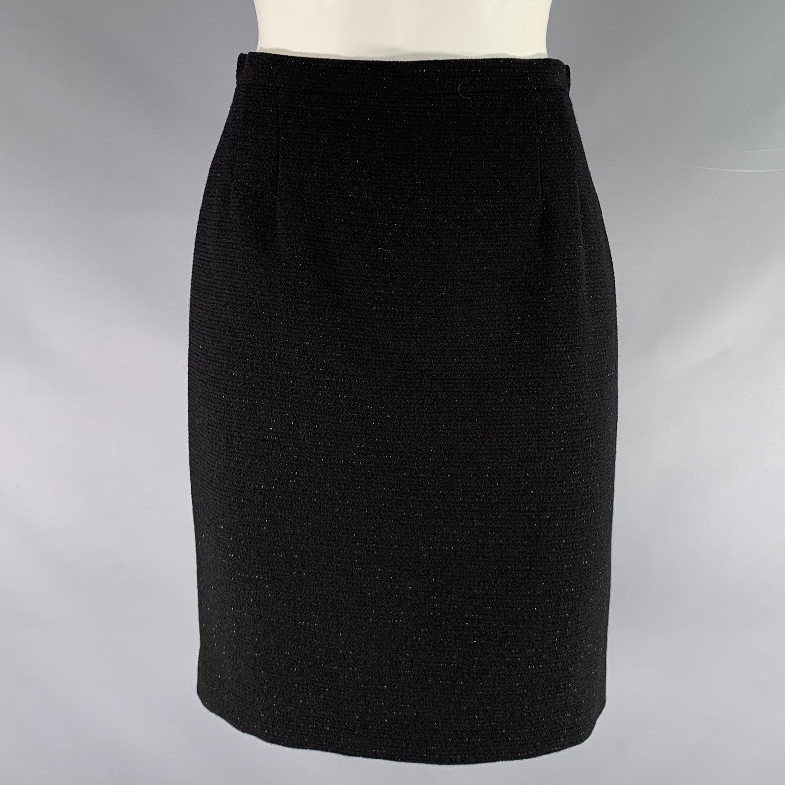 Giorgio Armani Size 4 Black Wool Polyamide Shiny Pencil Skirt Size 27" / US 4 / IT 40 - 1 Thumbnail