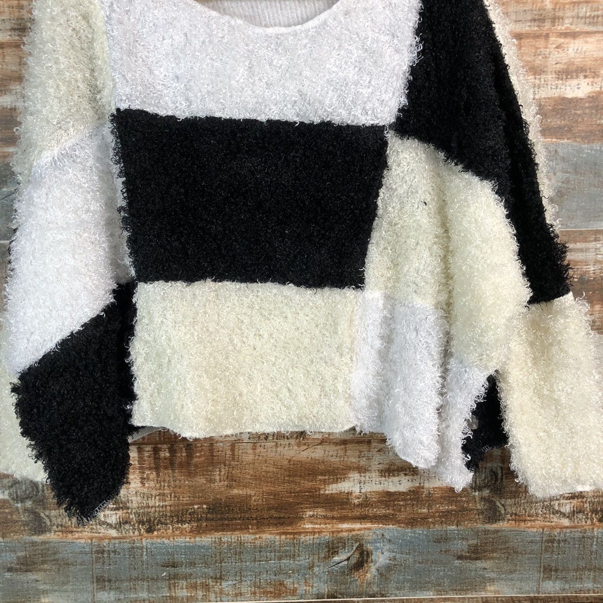 Homespun Knitwear Japan vintage patchwork fur shaggy Knitwear #A2297 Size L / US 10 / IT 46 - 6 Thumbnail