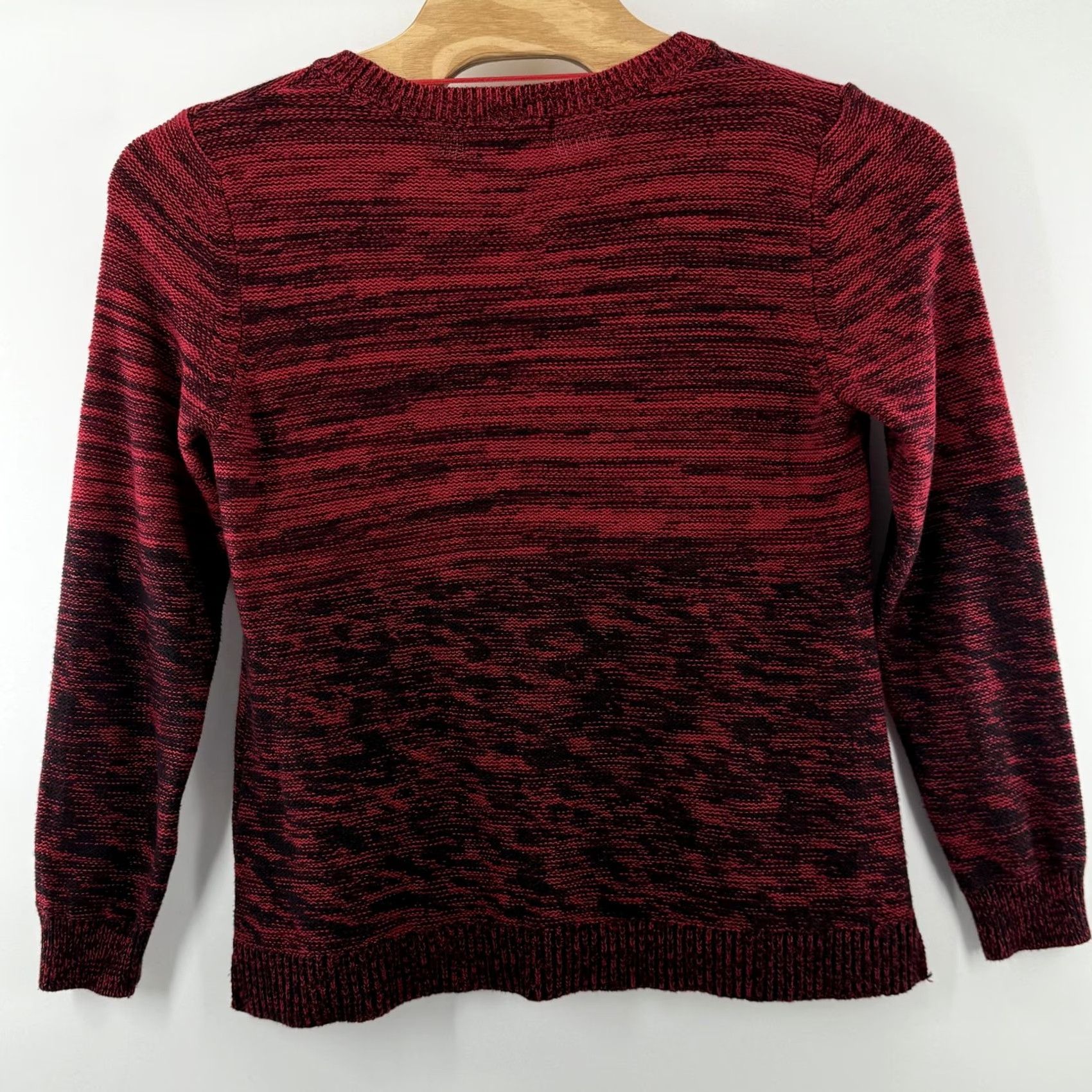 Vintage Karen Scott Sweater Womens Large Red Black Marled Cable Knit Pullover Knit Crew Neck Size L / US 10 / IT 46 - 2 Thumbnail