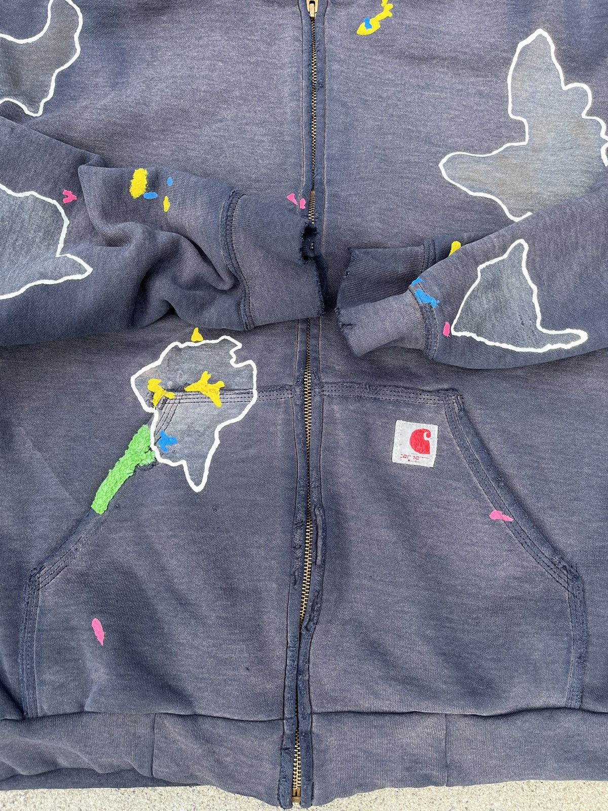 Carhartt Vintage Carhartt Zip Up Hoodie Sun Fade Distressed Thermal Size US L / EU 52-54 / 3 - 3 Thumbnail