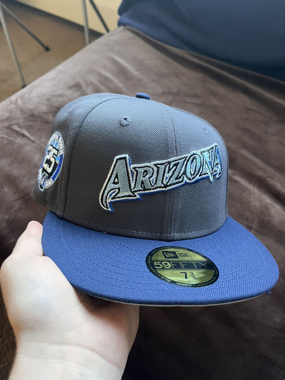 image of Sz 7 3/8 - Hat Club ‘Horror Pack’ Az Diamondbacks Script in Grey, Men's