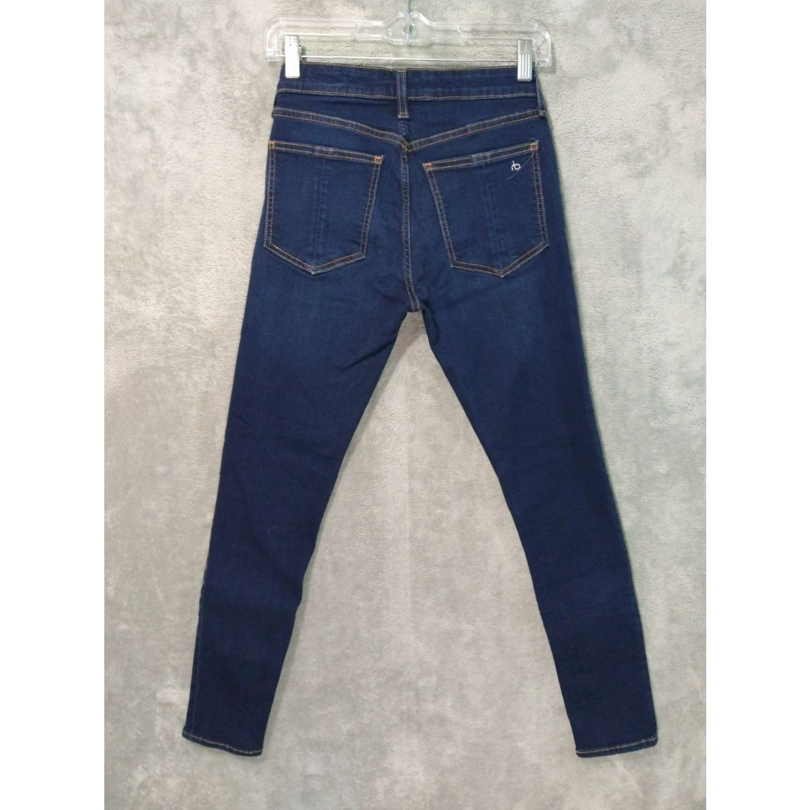Rag & Bone Rag and Bone Jeans Womens 25 Blue Denim Mid Rise Ankle Skinny Stretch Dark Pocket 5-Pocket Womens Jeans 26.5 Inseam Size 42" / US 20 - 2 Thumbnail