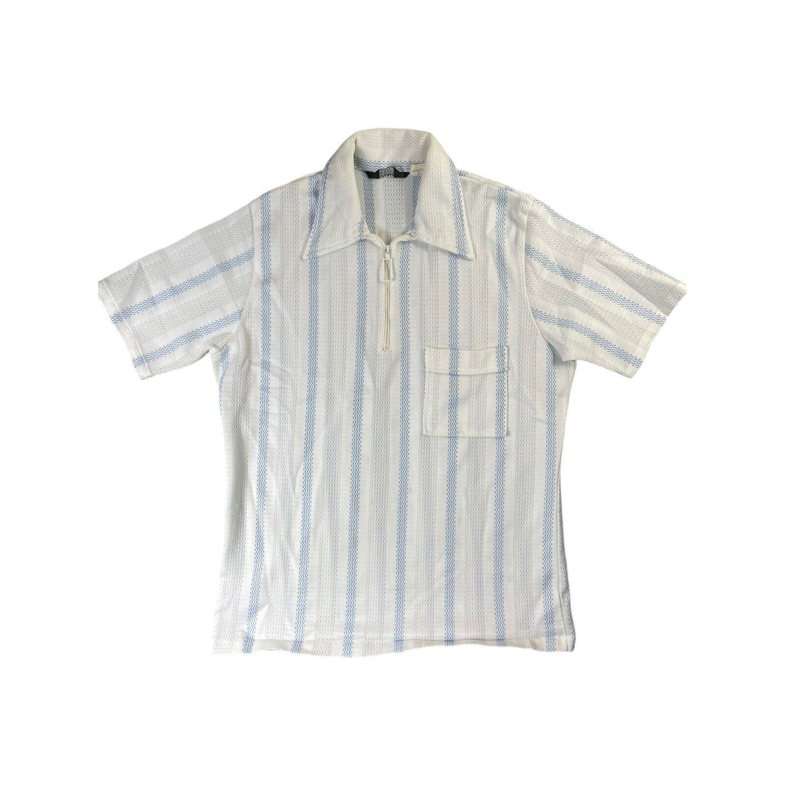 Vintage Vintage 70s Mobster Gangster Italian Medium White Blue Shirt Size US M / EU 48-50 / 2 - 2 Thumbnail