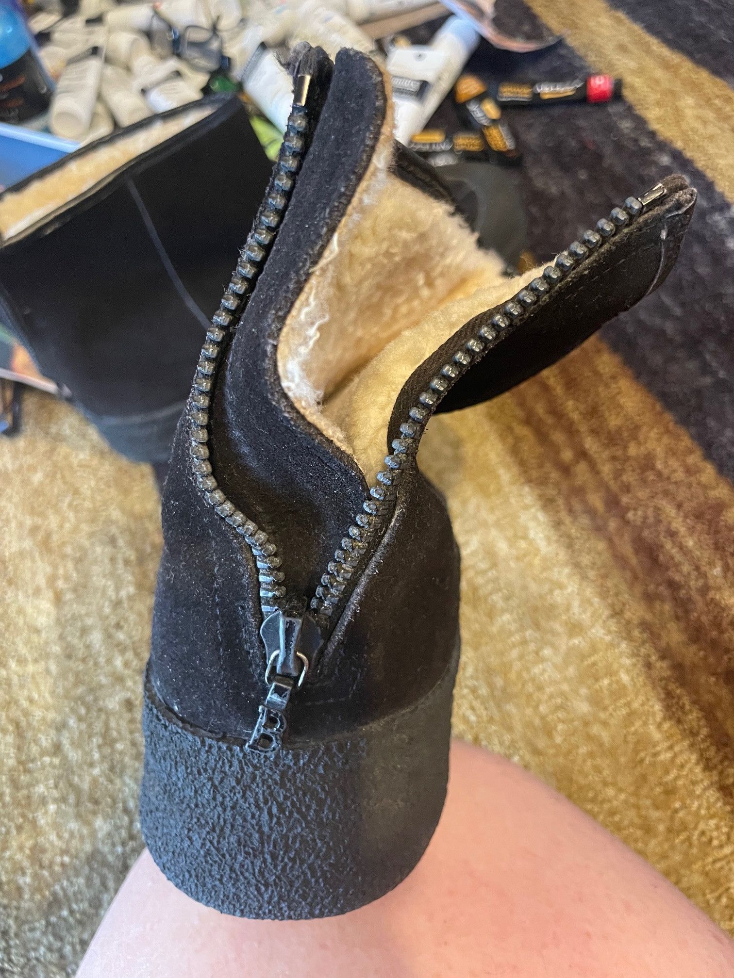 Bally Bally Men's Curling Booties in Black Suede/Shearling Lining. Size US 11 / EU 44 - 9 Thumbnail