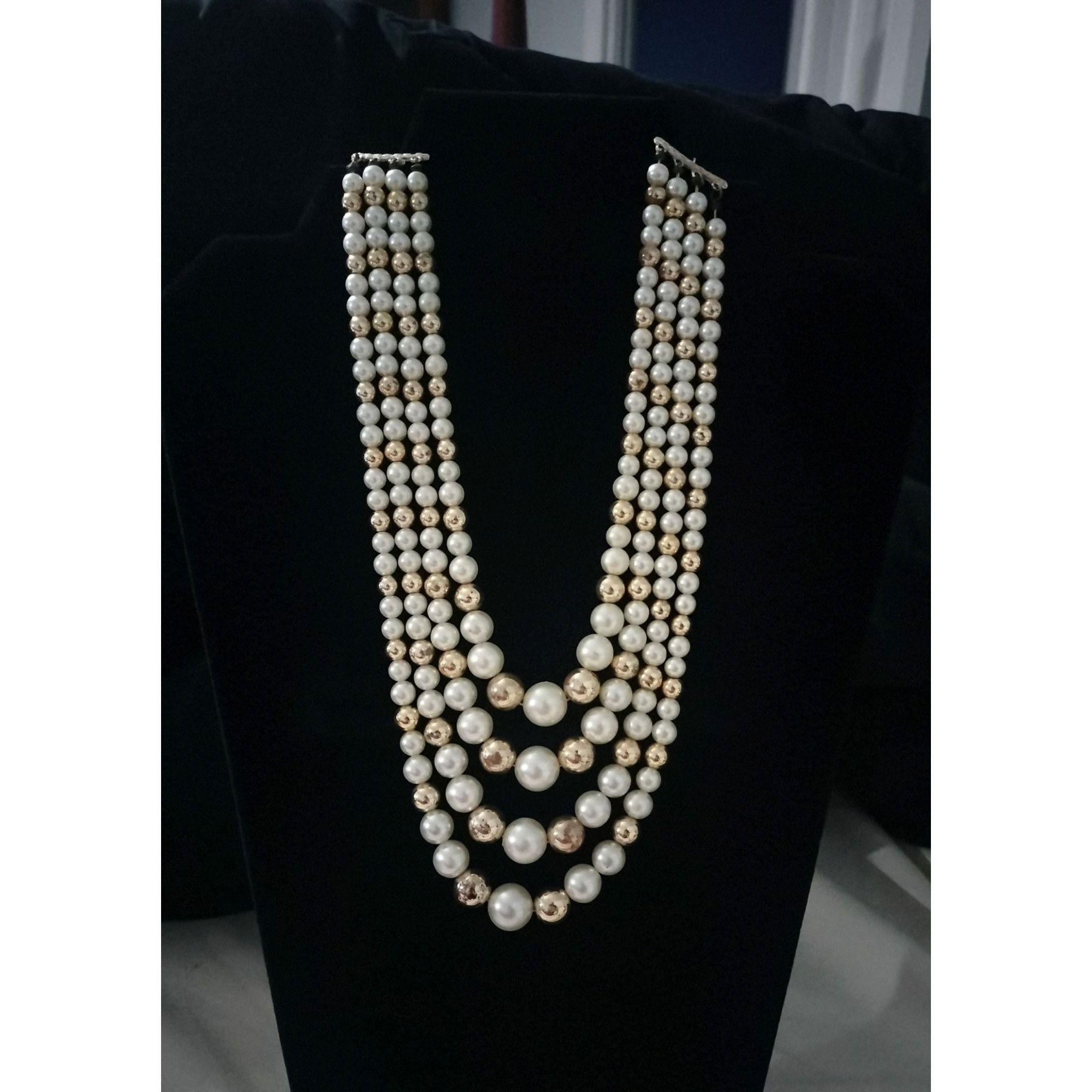 Vintage Vintage Multi Strand Faux Pearl Necklace White Gold Tone Dec Size ONE SIZE - 20 Thumbnail