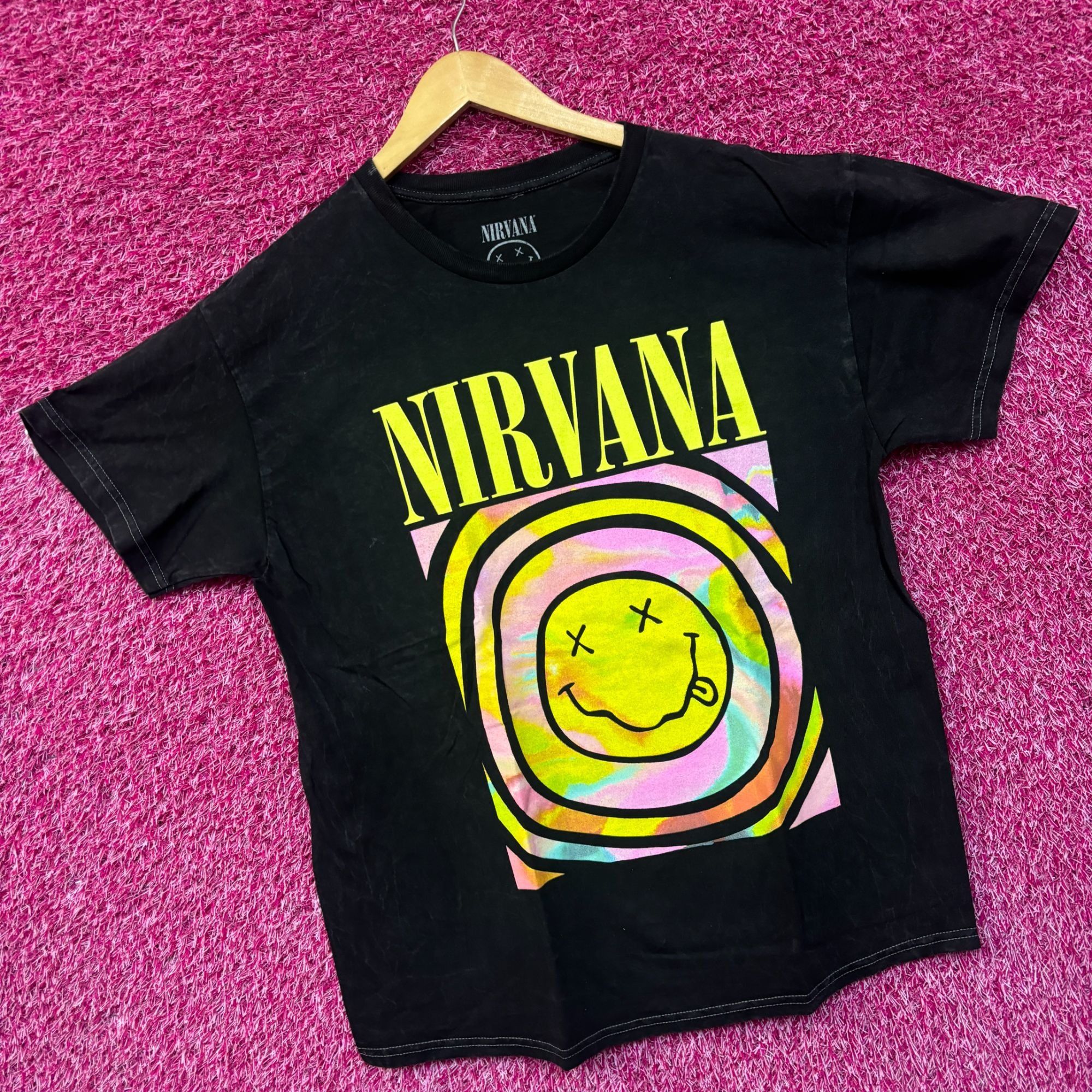 Nirvana Nirvana Never Mind Smiley Face Mineral Wash Grunge Tshirt si Size US L / EU 52-54 / 3 - 3 Thumbnail